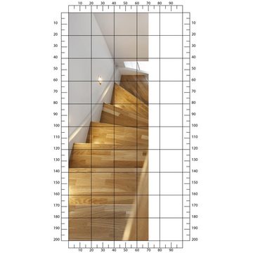 wandmotiv24 Türtapete Blick auf Holz-treppe, Treppen-stufen, glatt, Fototapete, Wandtapete, Motivtapete, matt, selbstklebende Dekorfolie
