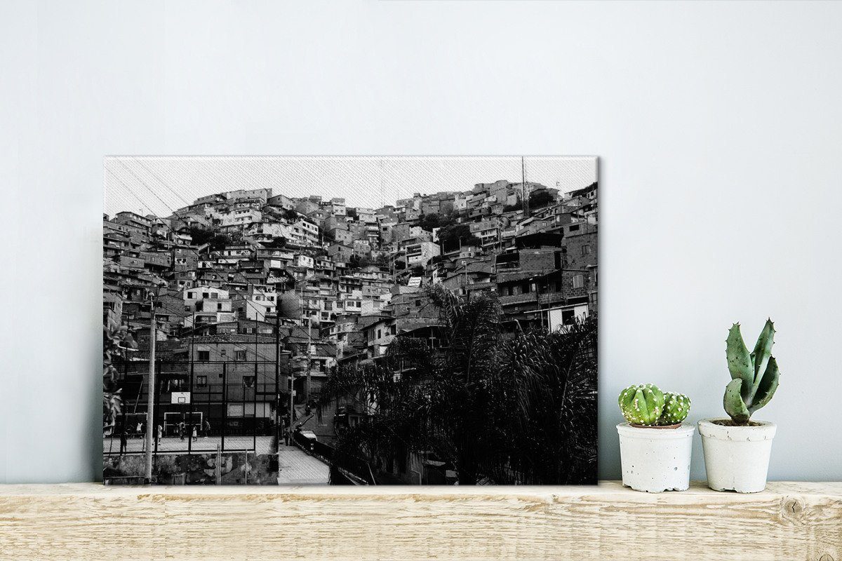 cm Wanddeko, Leinwandbild Stadt Schwarz-Weiß-Fotografie Wandbild St), Aufhängefertig, im 30x20 der Leinwandbilder, Medellín OneMillionCanvasses® (1 südamerikanischen,