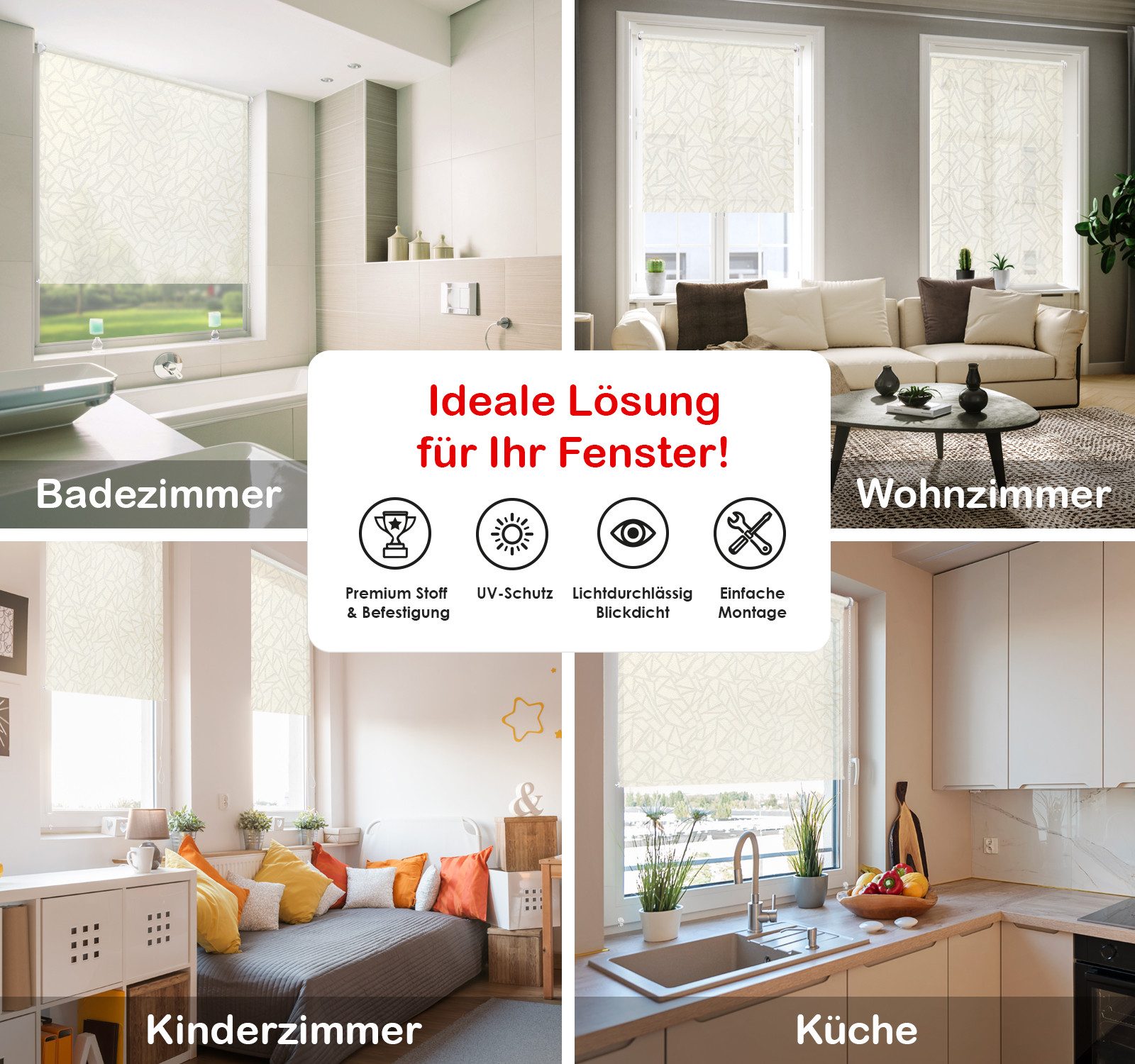 Rollo Tageslicht"Crystal", DomDeco, Klemmfix