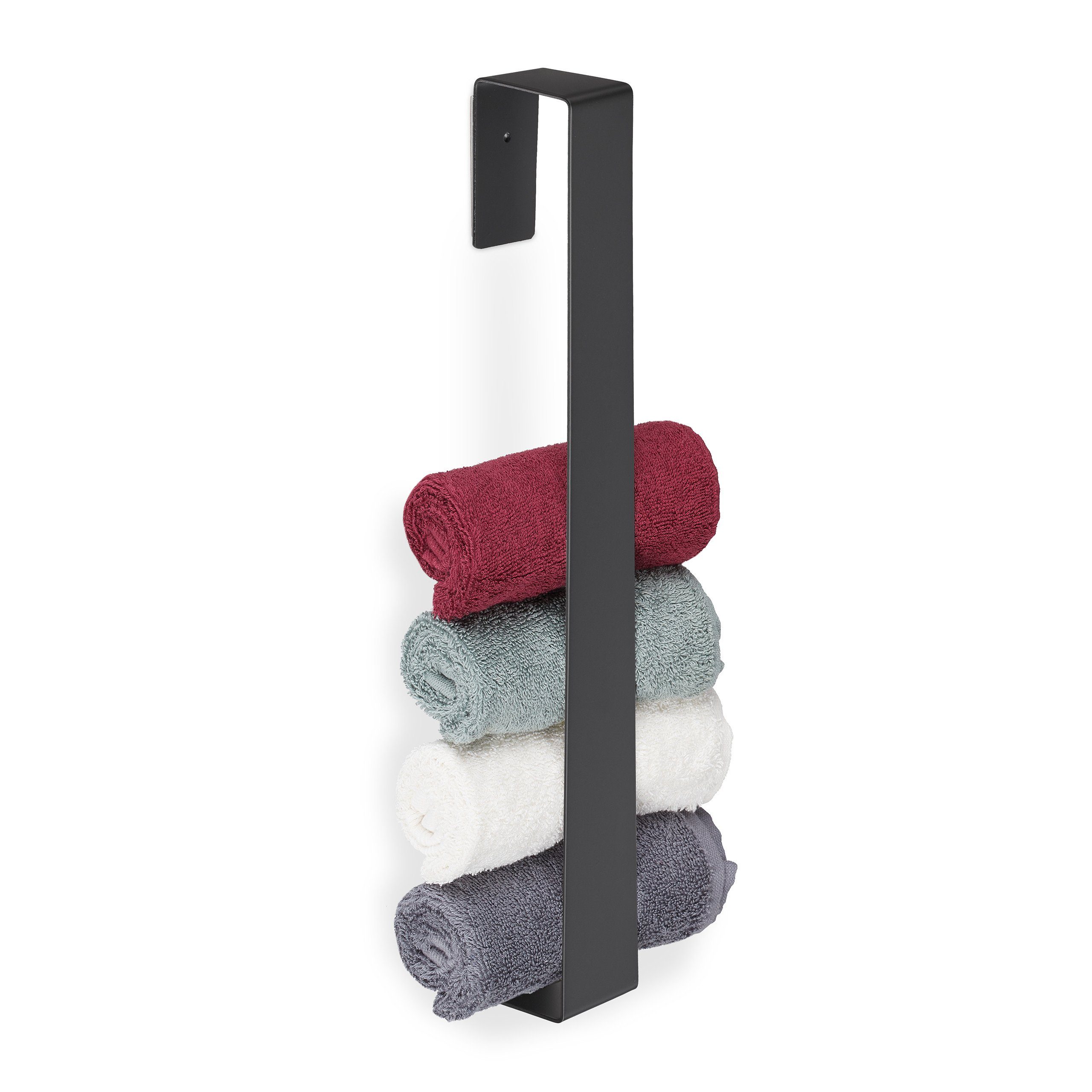 relaxdays Handtuchstange Handtuchhalter ohne Bohren schwarz günstig online kaufen