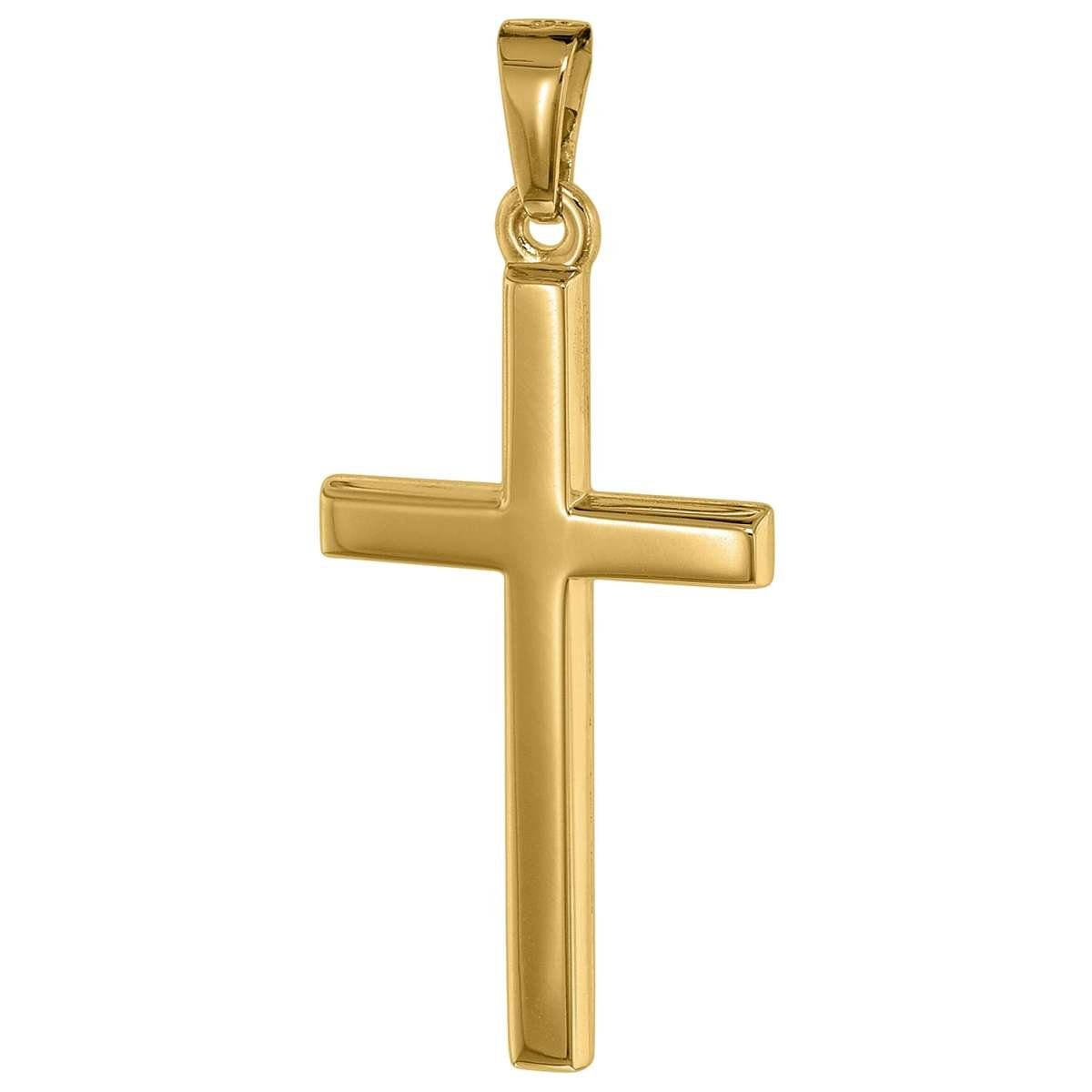 trendor Kreuzanhänger Kreuz- 25 mm Gold 750 / 18K