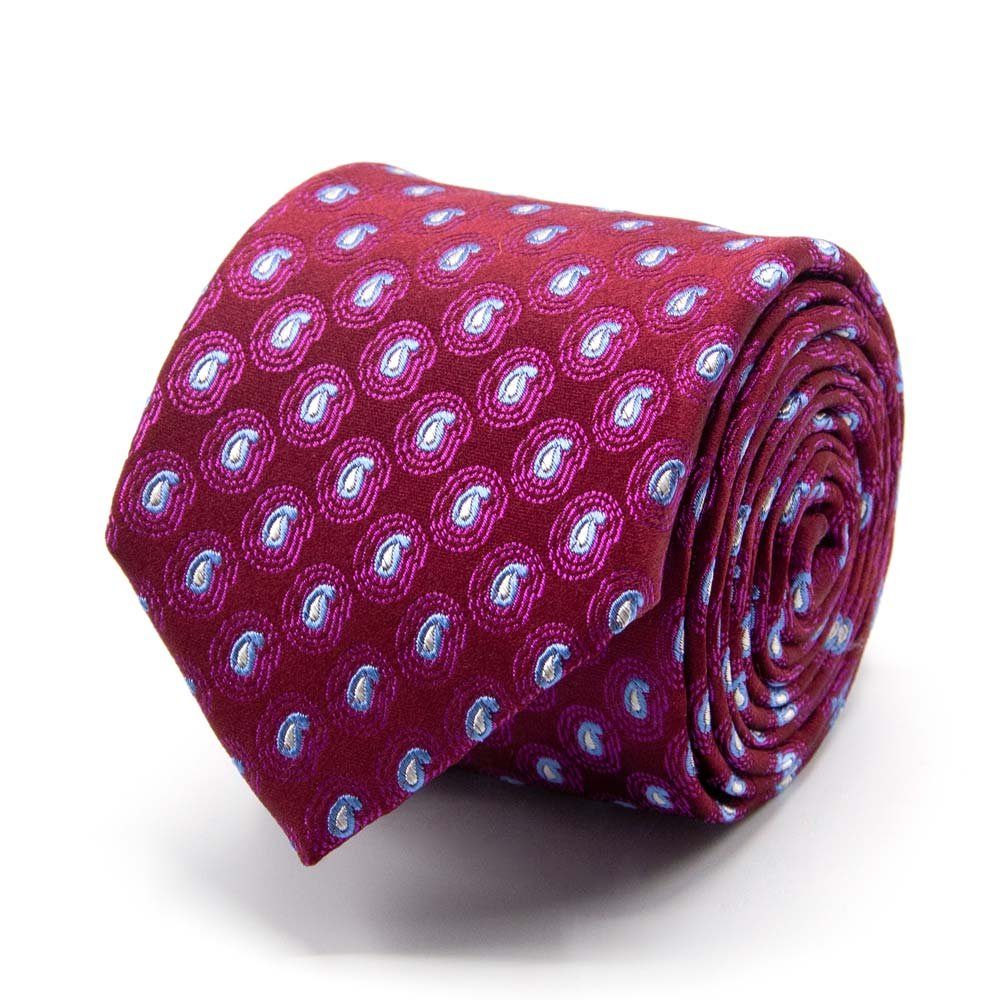 BGENTS Krawatte mit in Breit burgund Seiden-Jacquard Paisley-Muster in Krawatte (8cm) Hellblau