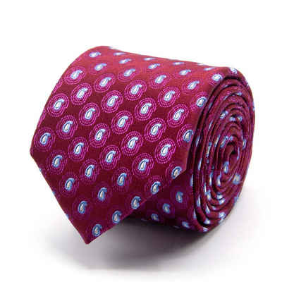 BGENTS Krawatte Seiden-Jacquard Krawatte in burgund mit Paisley-Muster in Hellblau Breit (8cm)
