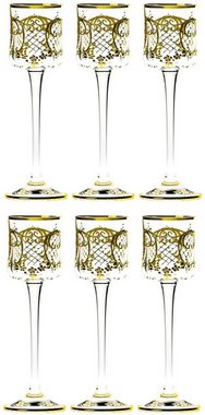 Casa Padrino Likörbecher Luxus Barock Likörglas 6er Set Gold Ø 6 x H. 17,5 cm - Handgefertigte und handbemalte Likörgläser - Hotel & Restaurant Accessoires - Luxus Qualität