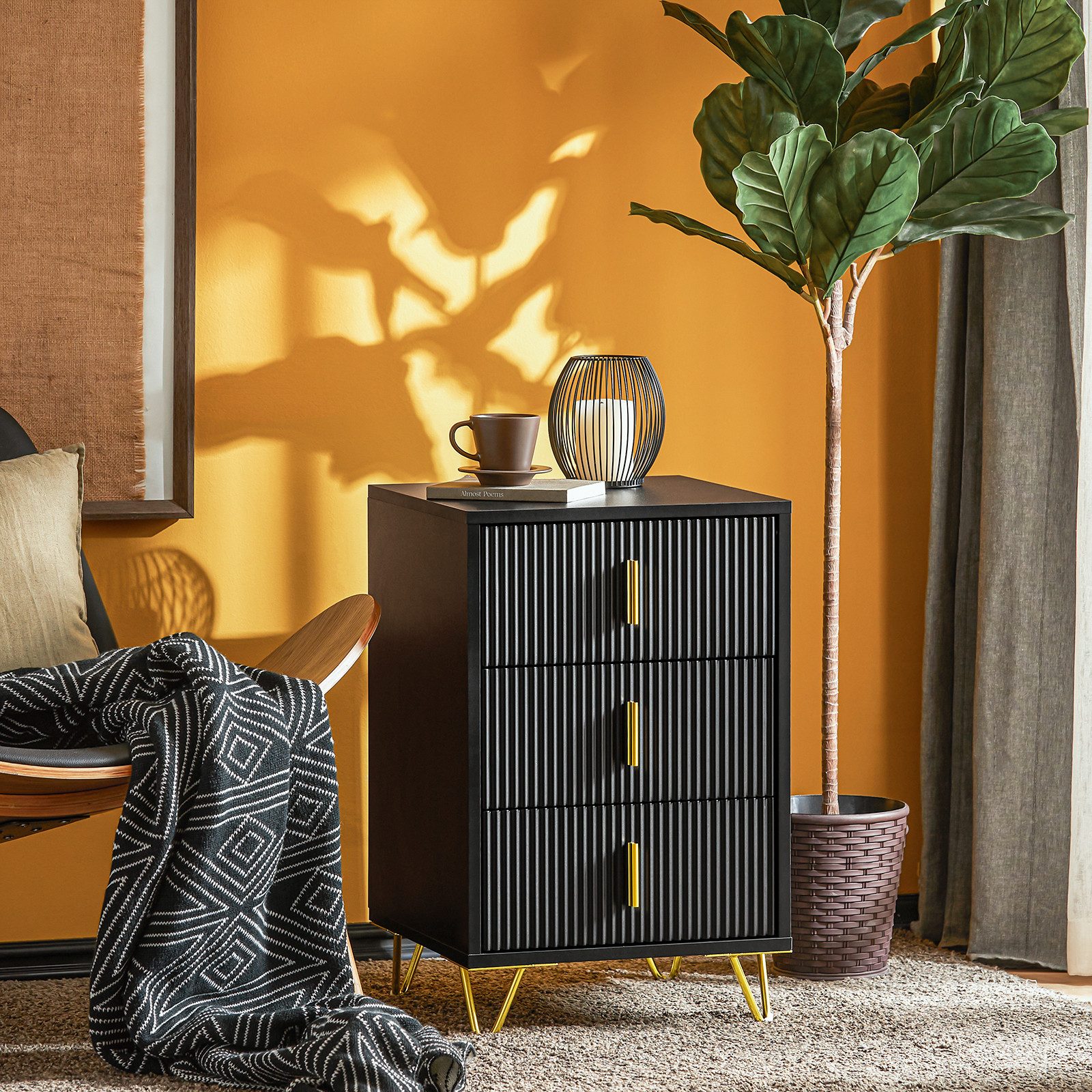 SoBuy Nachttisch FBT115-Lx2, 2er Set, Nachtschrank mit 3 Schubladen, Beiste günstig online kaufen