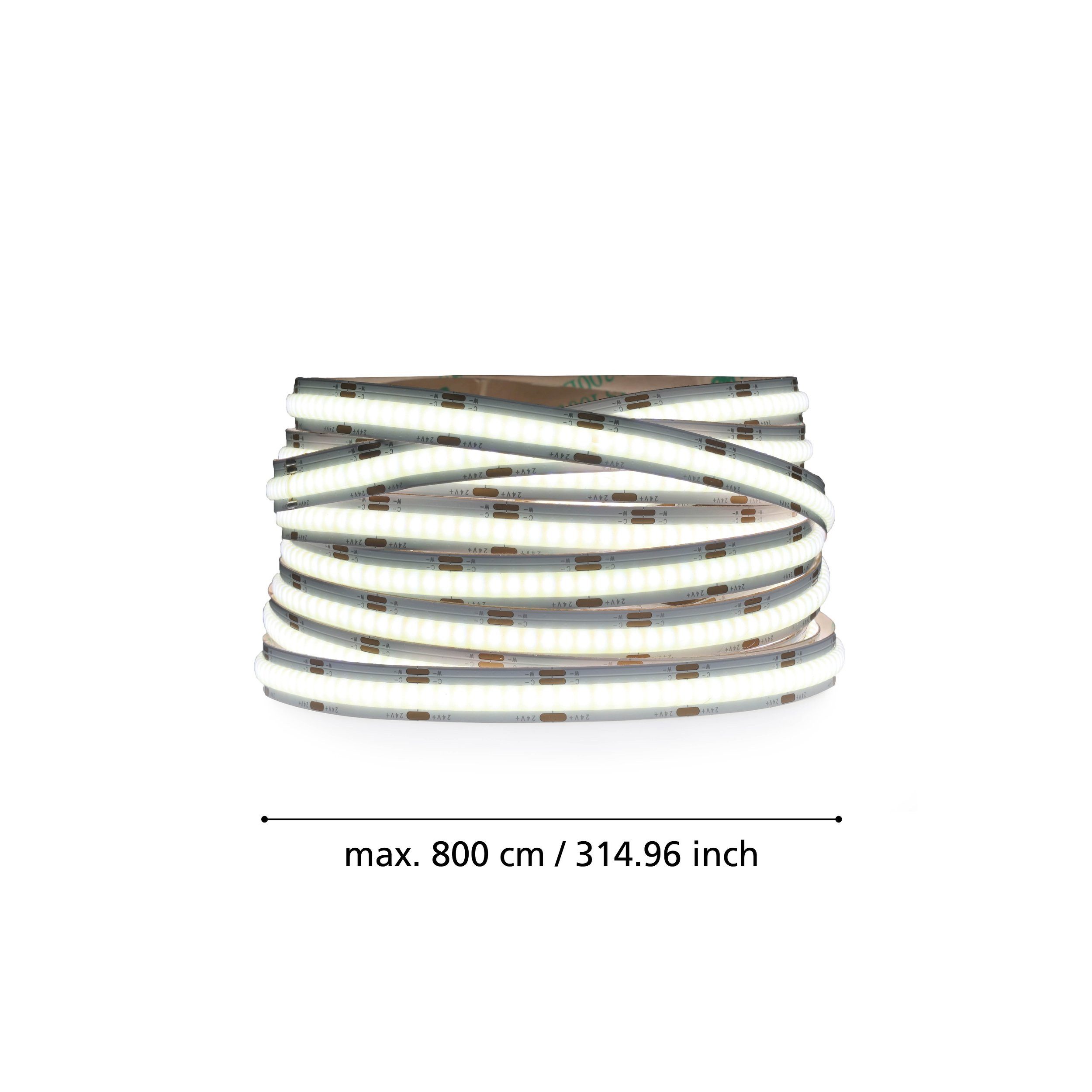 EGLO LED Lichtleiste Cob stripe, Leuchtmittel inklusive, LED Strip, 8m Streifen kürzbar, inkl. Fernbedienung, zum Kleben