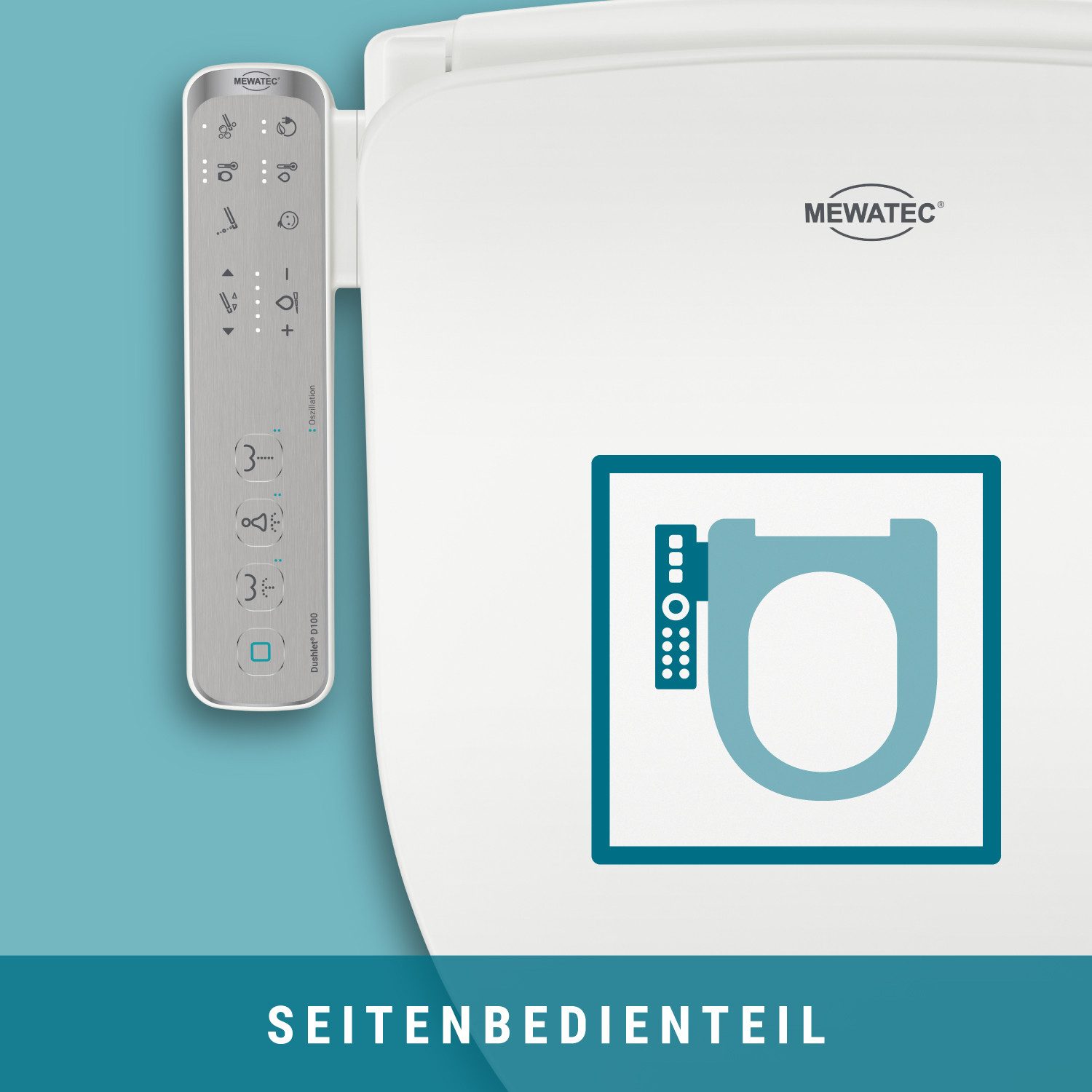 MEWATEC Dusch-WC-Sitz D100 2.0, - Das Dusch WC mit Grundfunktionen im schlanken Design