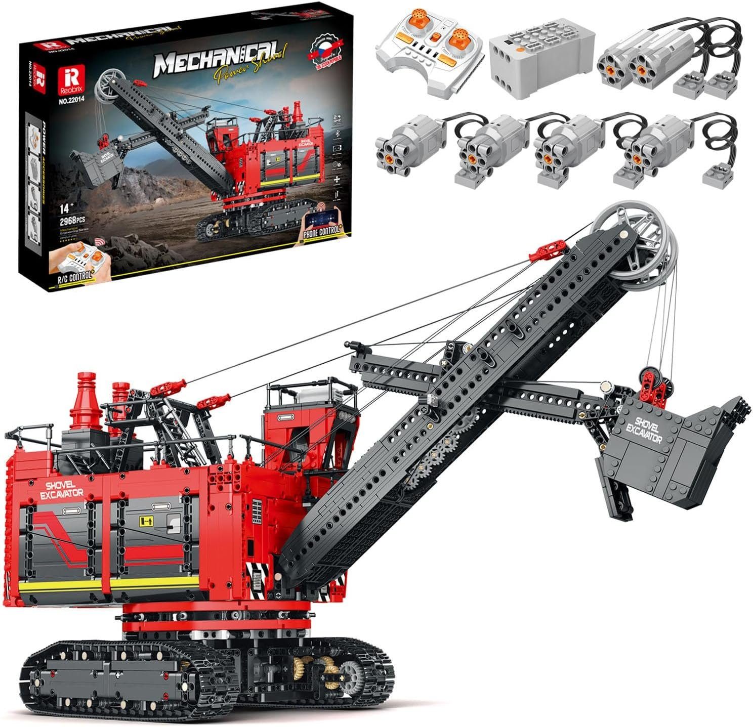 Reobrix Reobrix 22014 Schaufelbagger Raupenbagger - RC-Control Konstruktionsspielsteine, (2968 St)