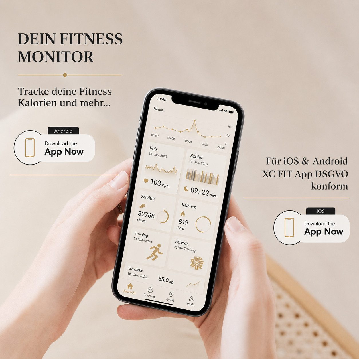 XCOAST SIONA 2 Damen Smartwatch (4,2 cm/1,3 Zoll, iOS und Android) Kostenloses Zusatzarmband enthalten / Gehäuse Rosegold (hell), 4-tlg., - 2in1 PROMOPACK (enth – Bild 4 von 5