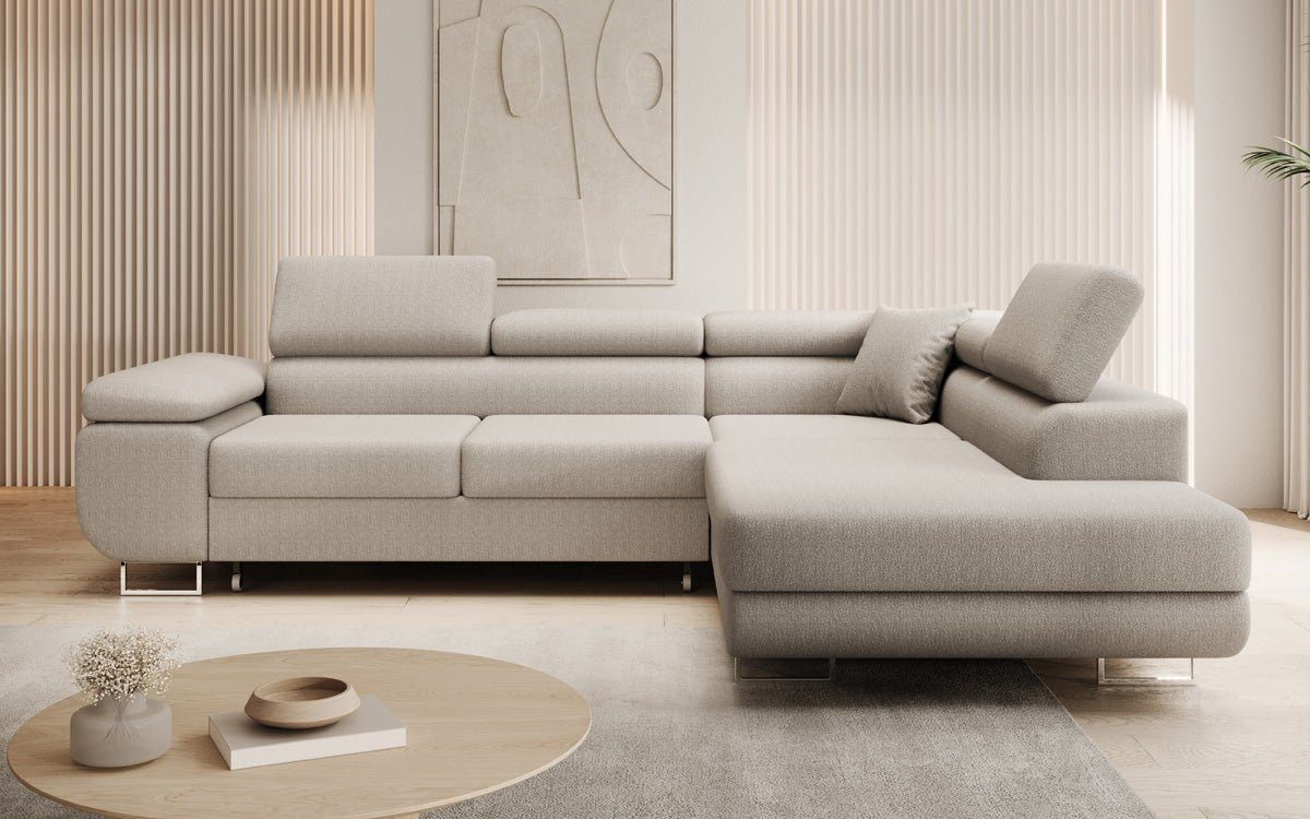 Luxusbetten24 Schlafsofa Designer Sofa Aston in Bouclé, mit Stauraum und Schlaffunktion