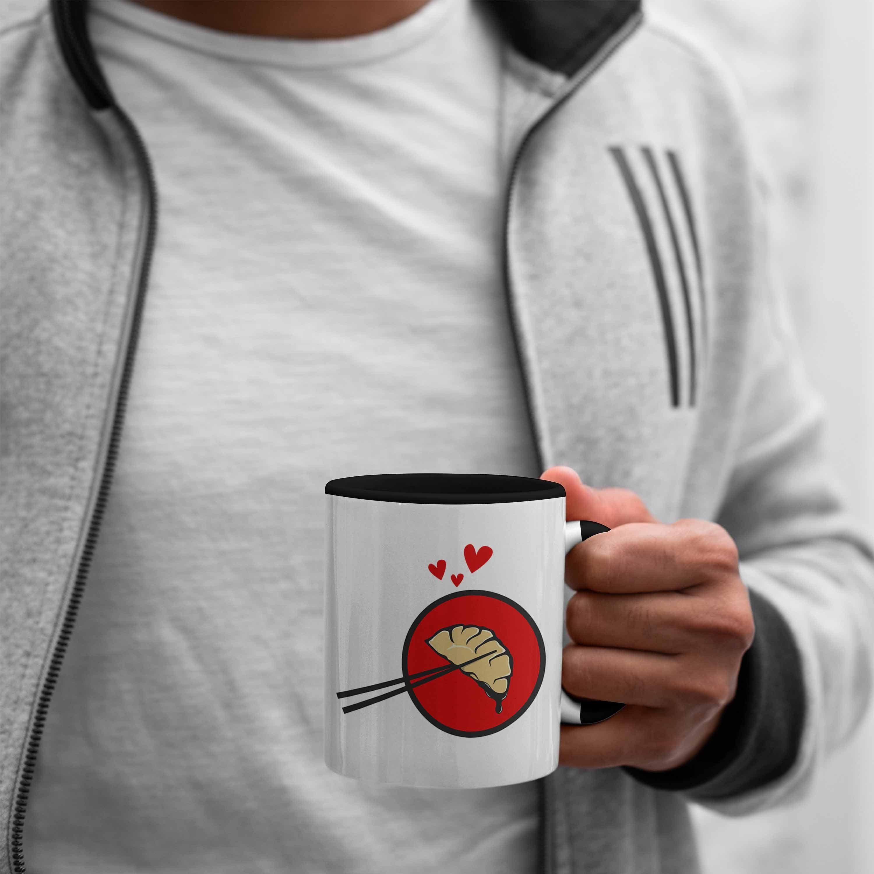 Liebe Dumpling Geschenk Schwarz Gyozas - Tasse Geschenkidee Trendation Sushi Tasse Asiatisch Liebhaber Trendation