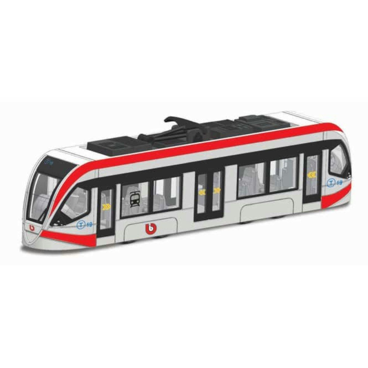 Bburago Spielzeug-Auto 18-32105 - Modellzug - Street Fire City Tram (rot-weiß, 19cm), detailliertes Modell