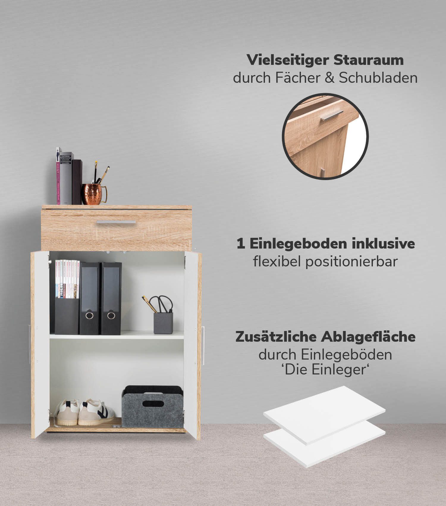 mokebo Mehrzweckschrank Der Praktische (60x90 cm, mit Schublade) Büroschran günstig online kaufen