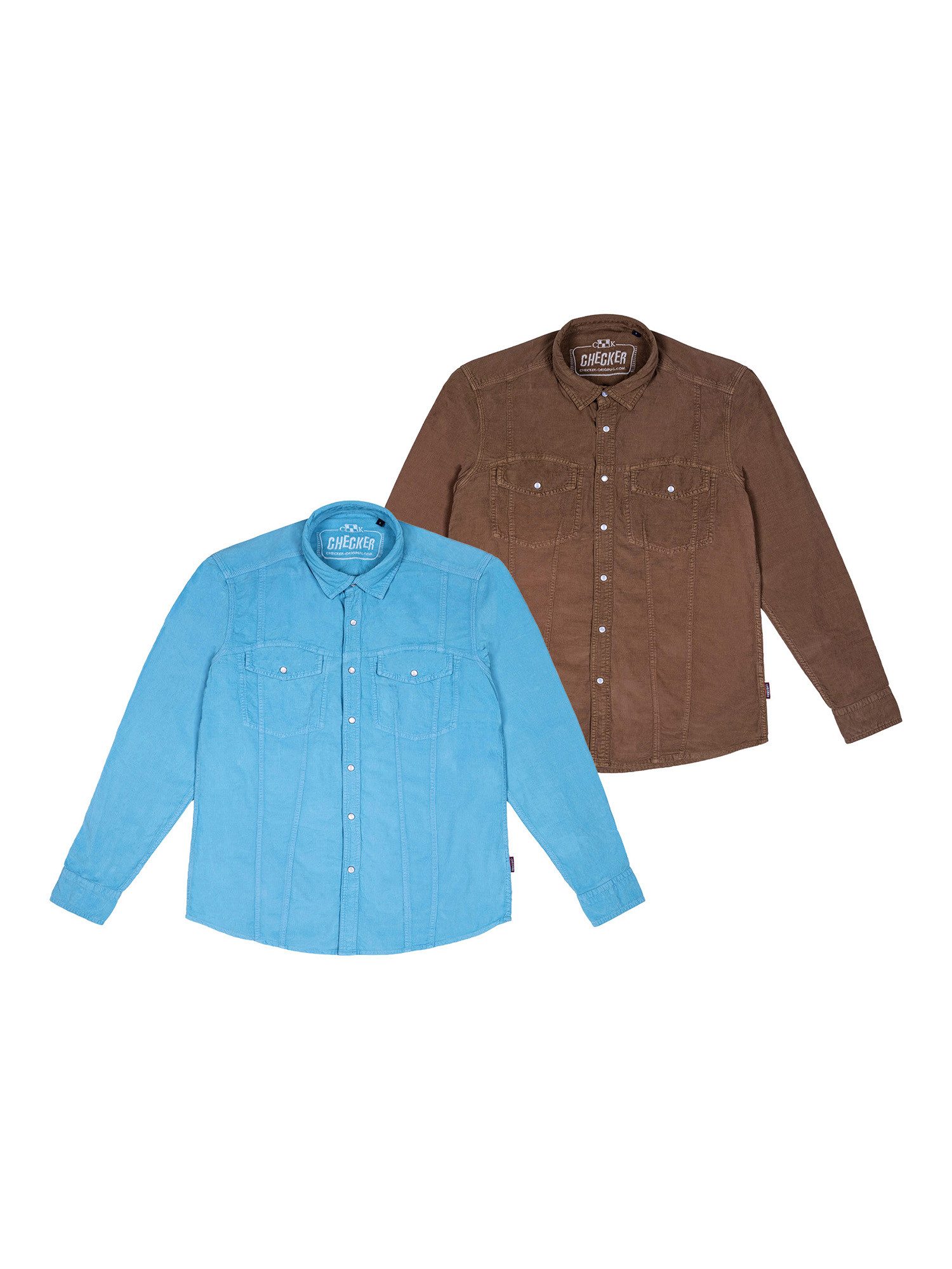 Checker Langarmhemd Dynasty Cord (2-tlg) Businesshemd, Freizeithemd, Langarmhemd