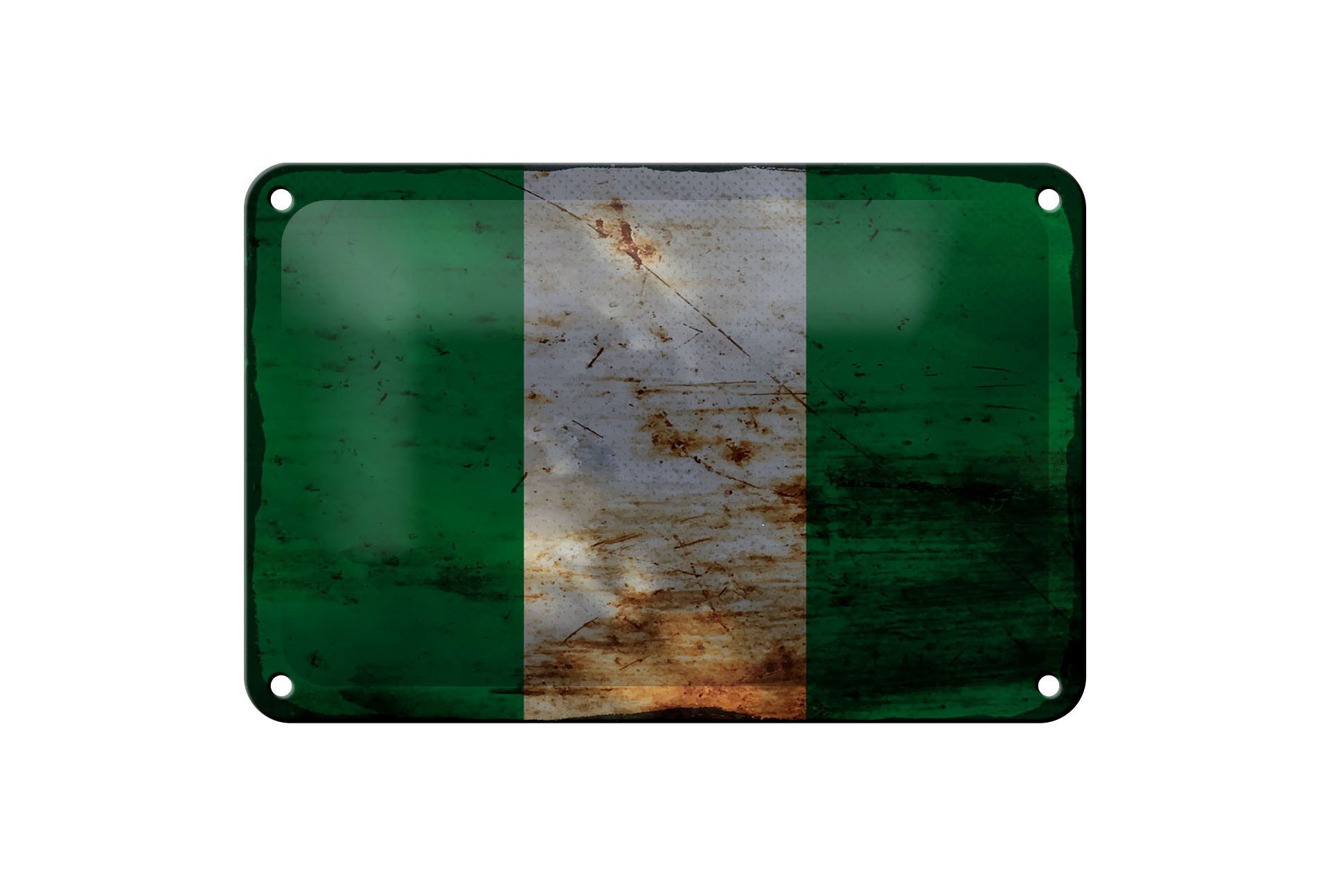 Femer GmbH Metallschild Flagge Nigeria 18x12cm Flag of Nigeria Rost, (1 St), gewölbte Oberfläche, abgerundete Ecken, umgeschlagene Kanten