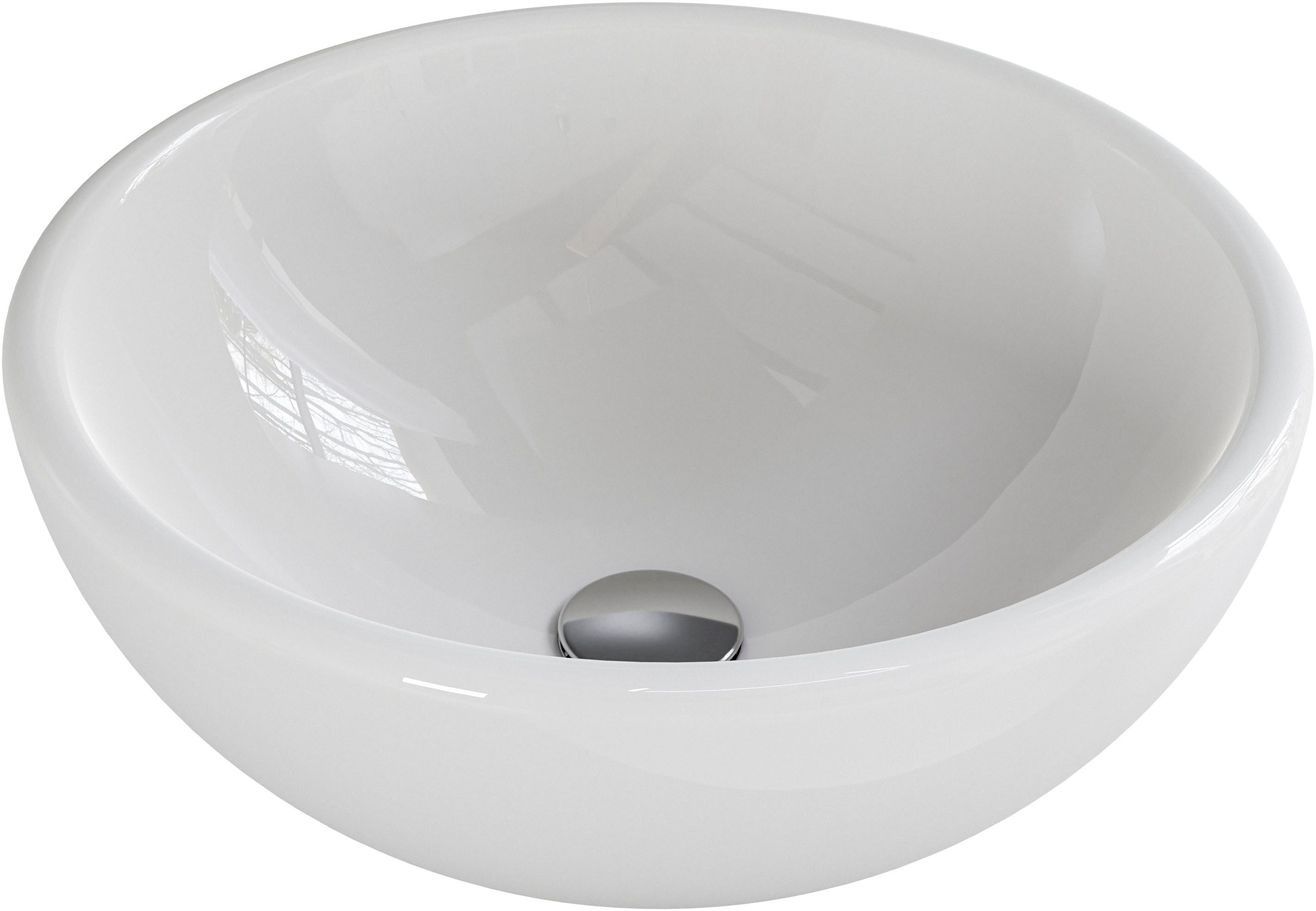 Saphir Waschtisch Serie 6915 Waschschale mit Unterschrank für Gästebad, Gäste WC (3-St., Keramik-Aufsatzbecken, Waschtischplatte, Waschtischunterschrank), 51 cm mit Keramik-Aufsatzbecken und 1 Tür