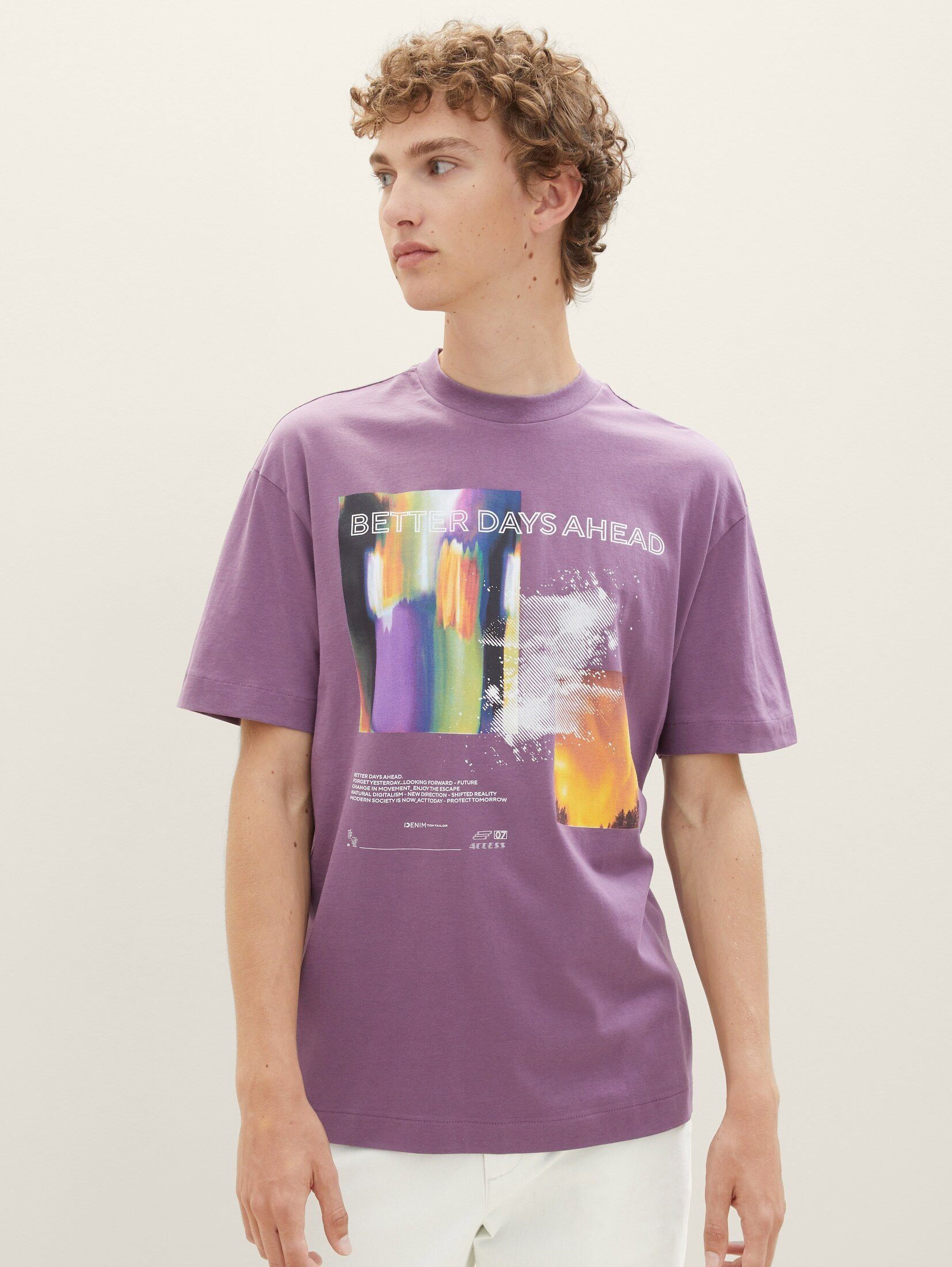 TOM TAILOR Denim T-Shirt T-Shirt mit Fotoprint dusty grape