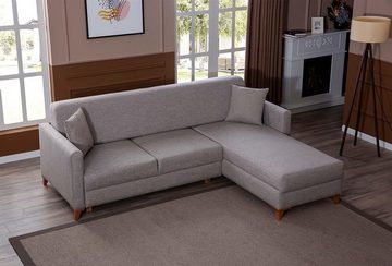 JVmoebel Ecksofa Hellgraues Stoffsofa Wohnzimmer Designer Couch Luxuriöses Ecksofa, 1 Teile, Made in Europa