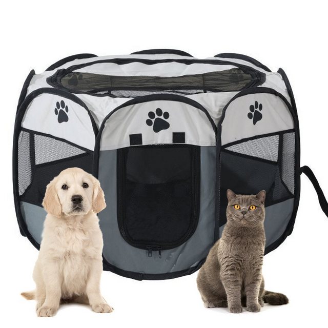 CALIYO Hundezwinger “Welpen-Laufstall Faltbares Haustier Zelt 8-Panel Mesh Haus”, Welpen Laufstall Hundehütte für Hunde Katze Kaninchen