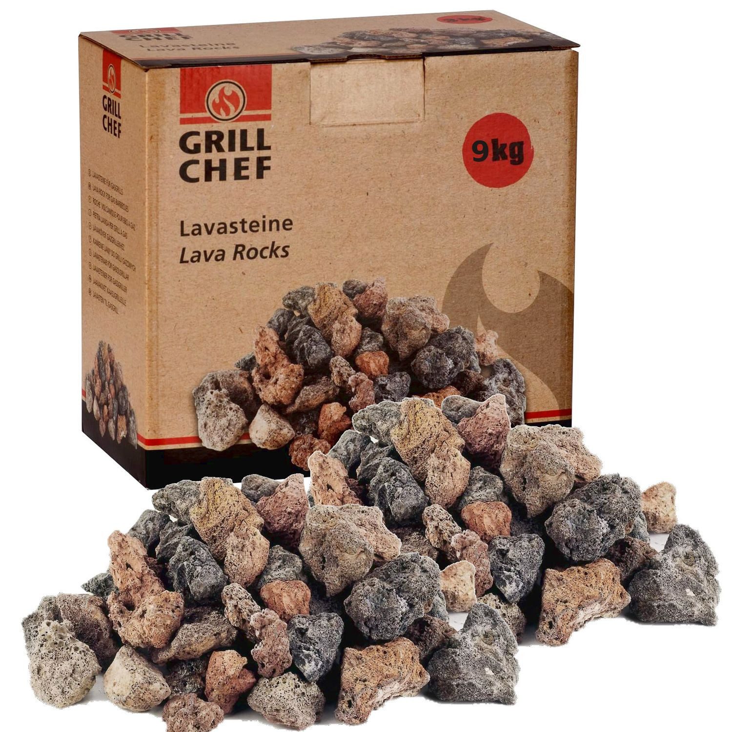 BURI Lavasteine Lavastein Grillen 9kg Lavagrill Natursteine Wiederverwendbar Ofen