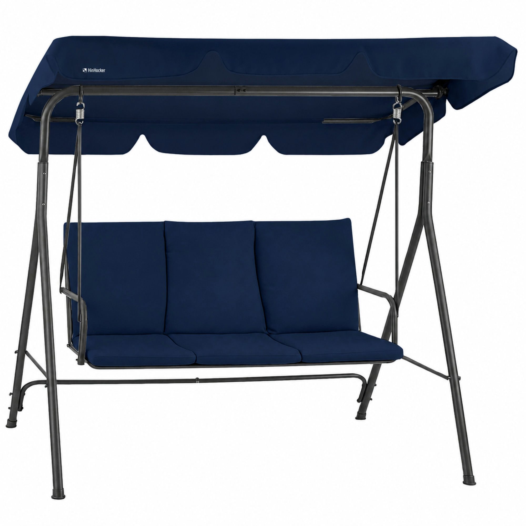 HinHocker Hollywoodschaukel Hollywoodschaukel 3-Sitzer mit Sonnendach Dunkelblau, bis 250 kg, 3.00-Sitzer, Passend zu modernen Gartenmöbeln und gemütlichen Outdoor-Lounges, Rutschfeste Füße für sicheren Stand