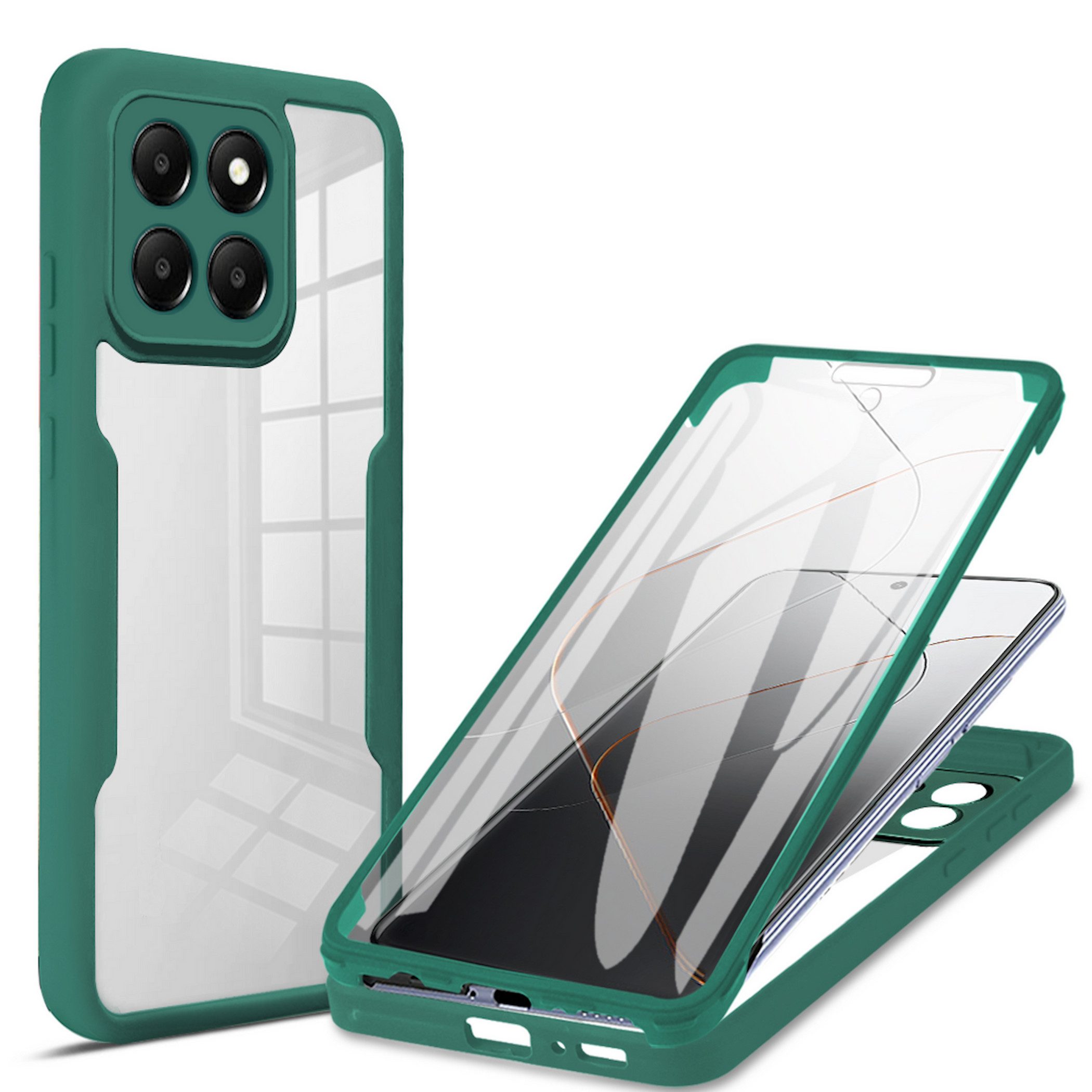 Wigento Handyhülle 360 Grad für Xiaomi 17 mit Display & Kameraschutz Bumper Grün 6,36 Zoll, 360 Grad Schutz, stoßdämpfend, robust