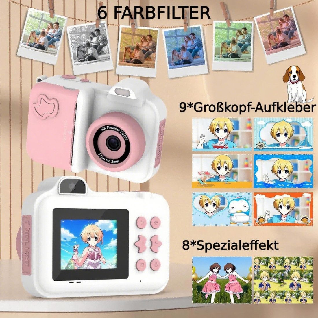 ibettertec Kinderkamera, 1080P 2,4-Zoll-Spielzeug-Kamera, Kinder-Kameras Ki günstig online kaufen