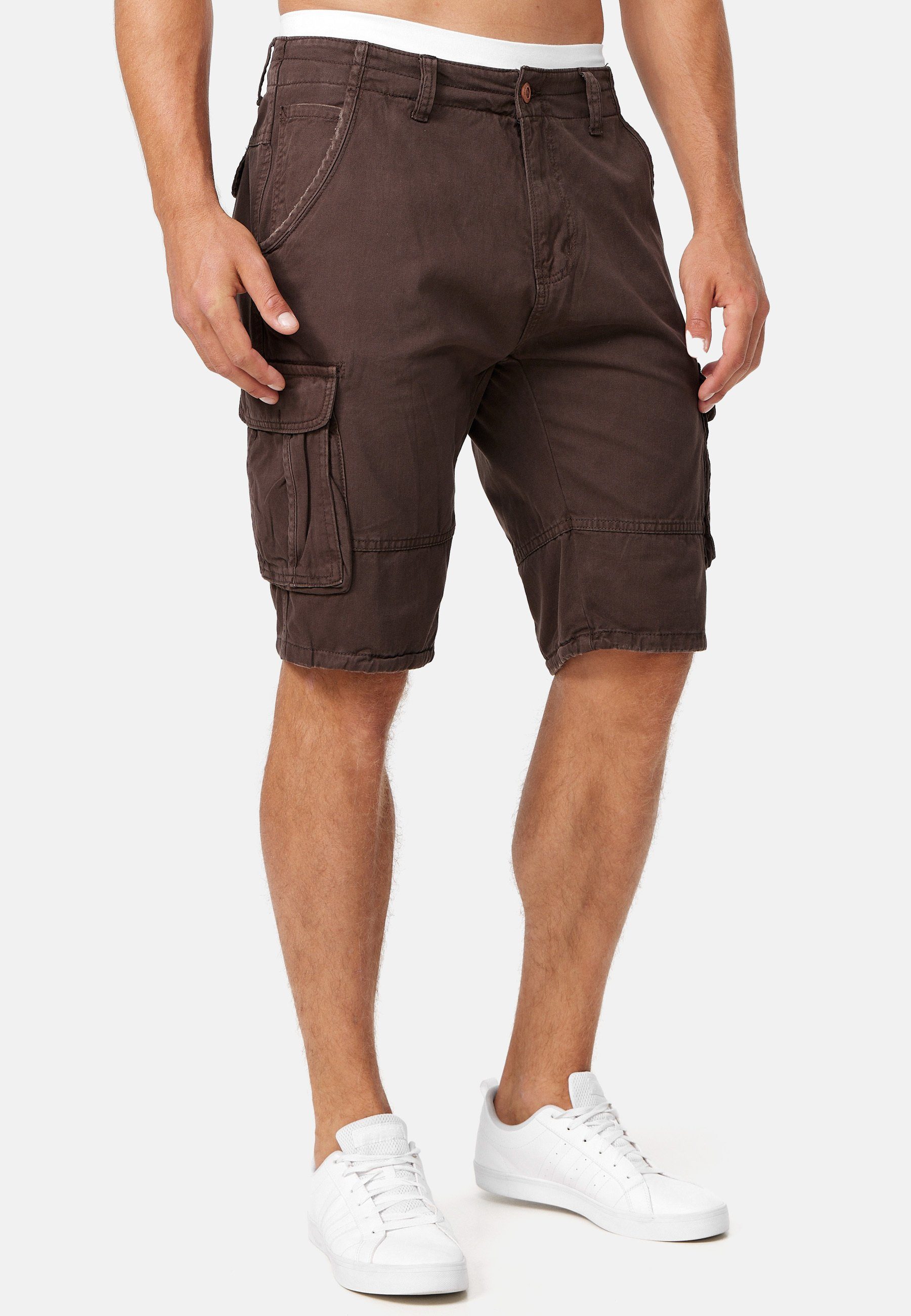 Indicode Cargoshorts Herren Monroe Cargo Cargo Shorts Herrenshorts mit 6 Taschen inkl. Gürtel
