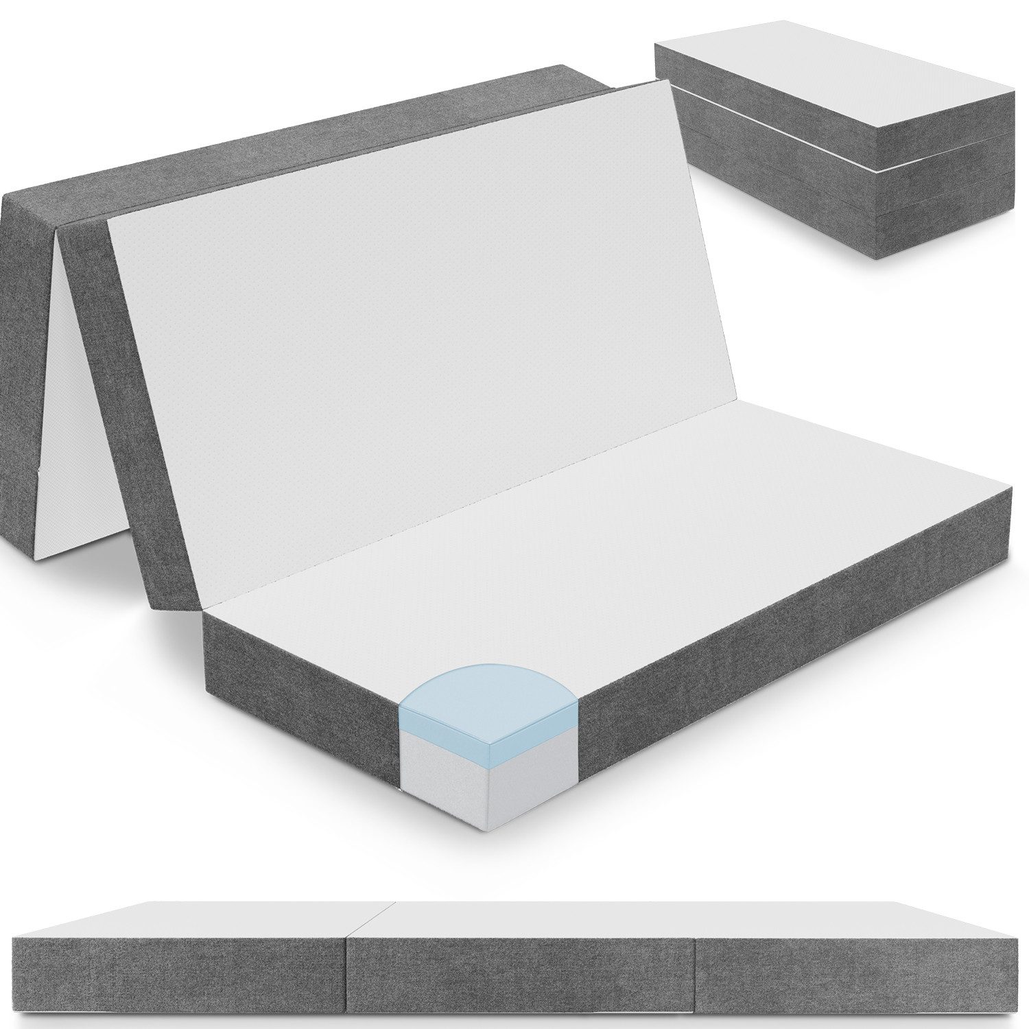 Klappmatratze 11 cm Kaltschaum, 4 cm Visko-Mineralschaum, ELONEO, 15 cm hoch, (200x90cm, 200x140cm), versch. Größen & Farben, atmungsaktiv, pflegeleicht