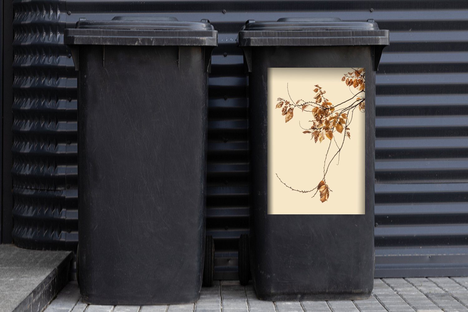 MuchoWow Wandsticker Blätter Mülleimer-aufkleber, (1 Mülltonne, Sticker, Herbstdekoration Container, - Abfalbehälter - St), Jahreszeiten