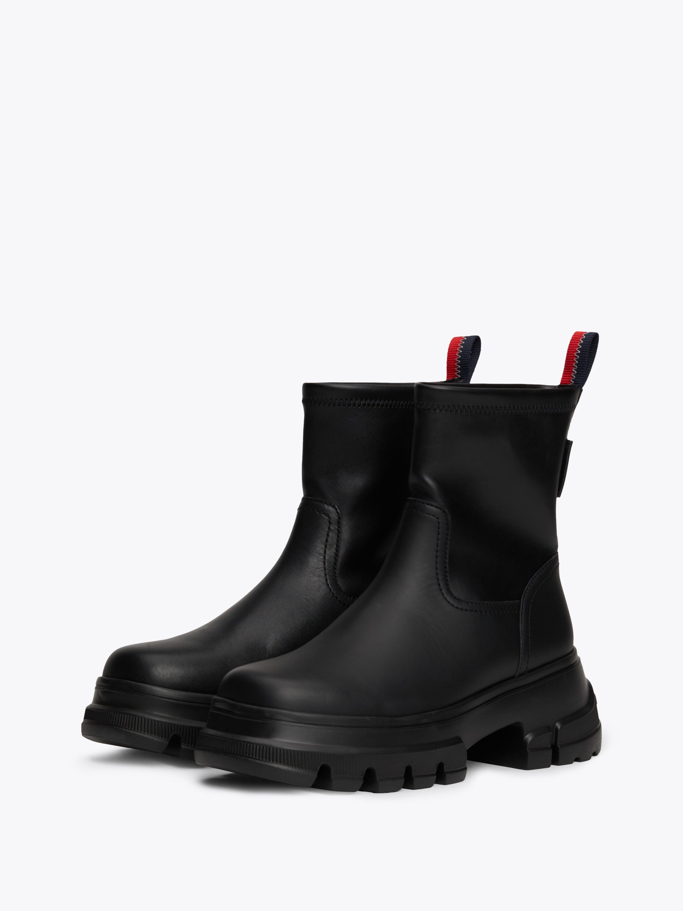 Tommy Jeans TJW CHUNKY CHELSEA BOOT MIX MAT Stiefelette, Blockabsatz, Plateau, Schlupfboots, Combat-Boots mit Label