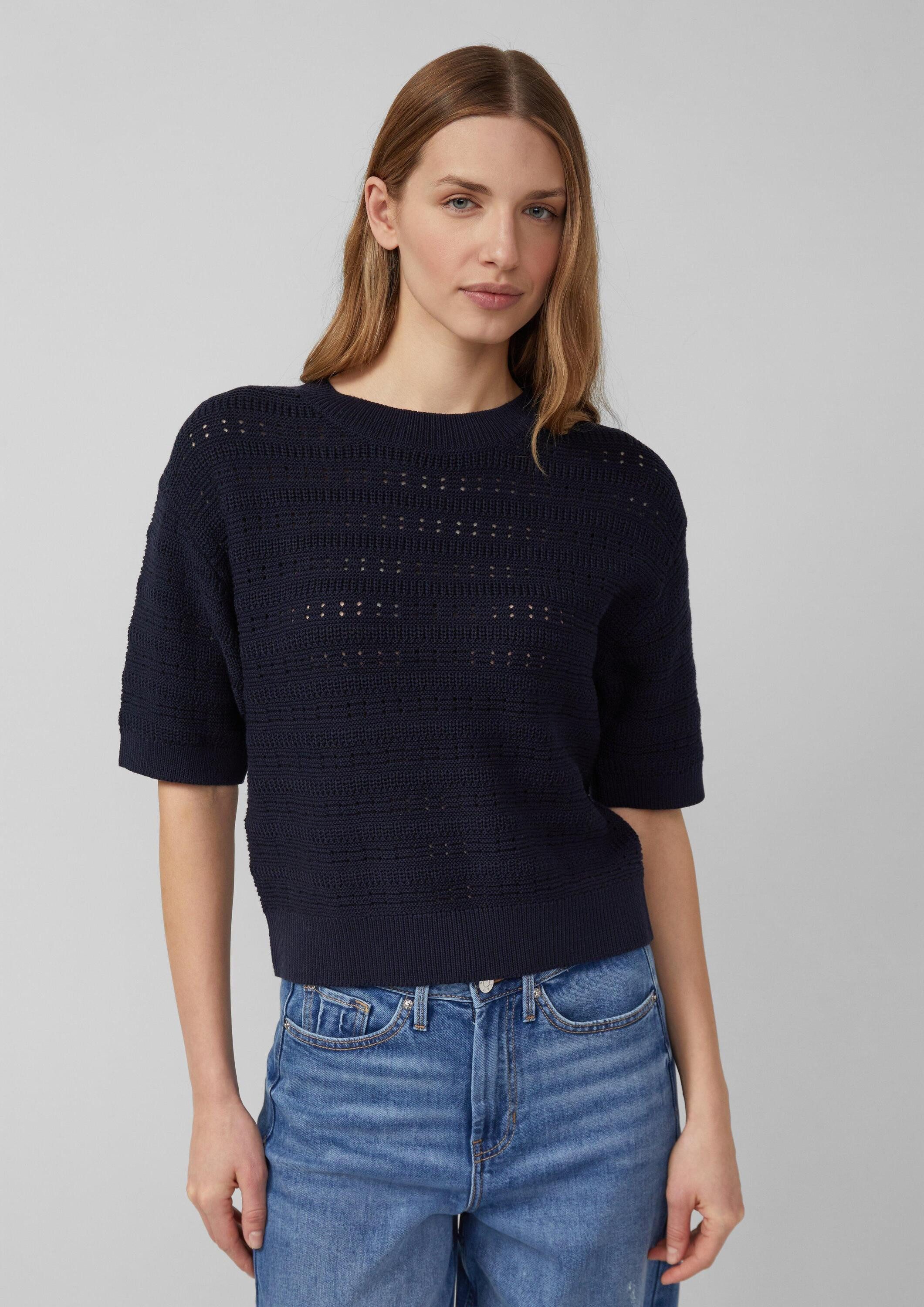 s.Oliver Kurzarmpullover Strickpullover Ajour-Pullover mit Halbarm günstig online kaufen