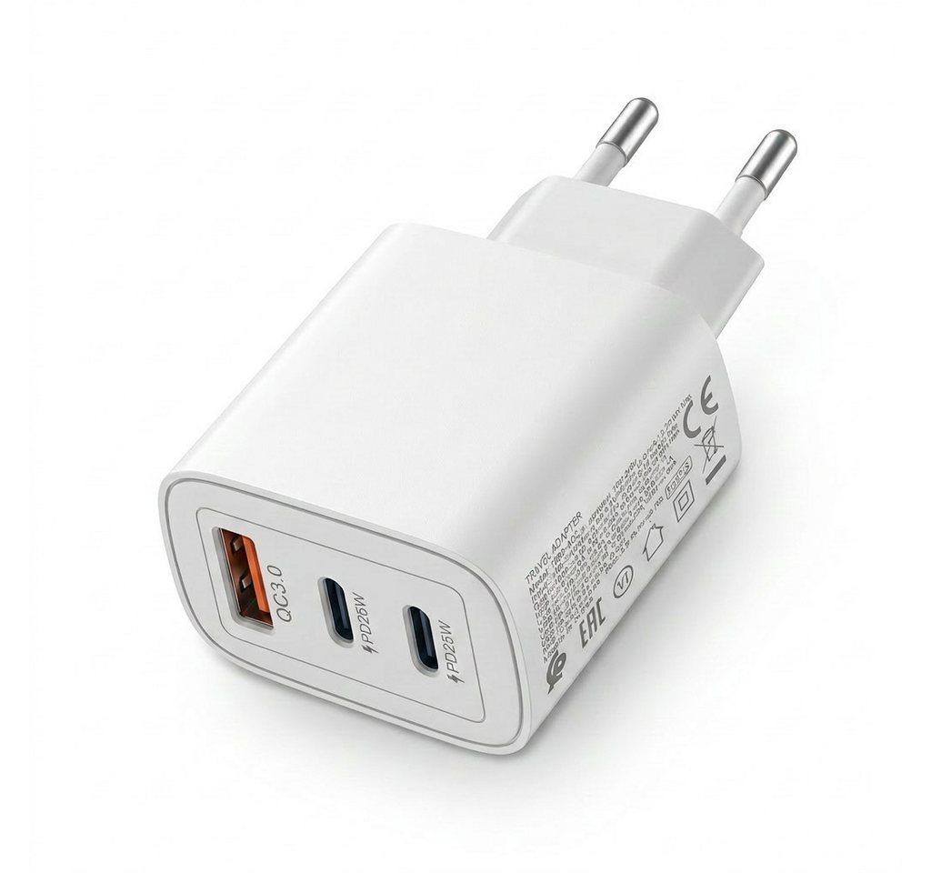 Futurea 50W Ladestecker Fast-Charging Schnellladegerät mit drei Anschlüssen Schnelllade-Gerät (3000 mA, 1-tlg., Einzelartikel, 3 Ports gleichzeitig schnellladen)