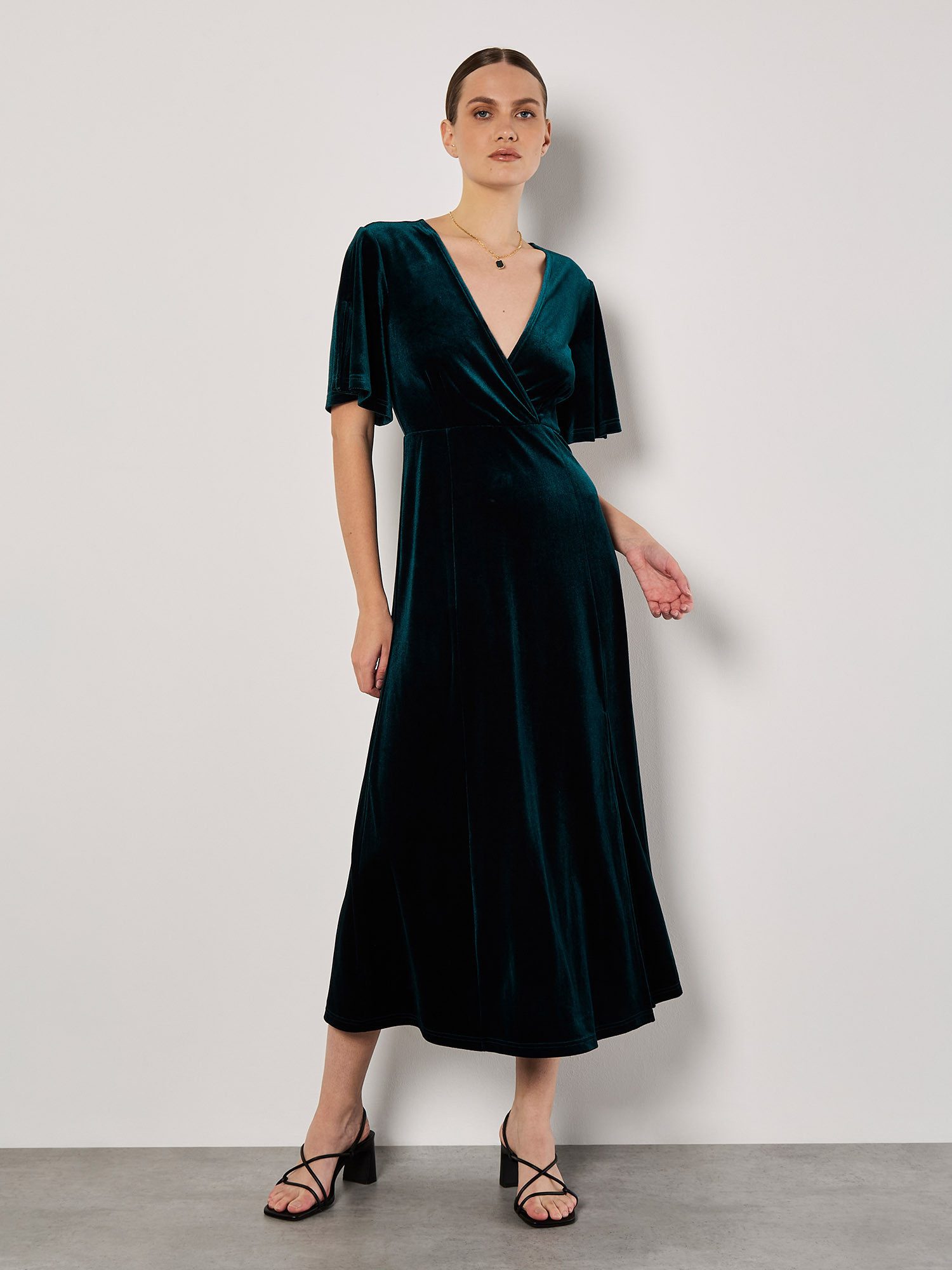 Apricot Partykleid Maxikleid aus Samt, in günstig online kaufen