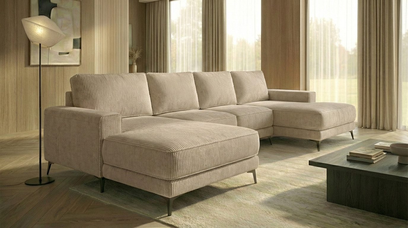 A&J MöbelLand GmbH Ecksofa VALTOR mit Schlaffunktion, Bonellfederkern und Bettkasten, TOP ANGEBOT!