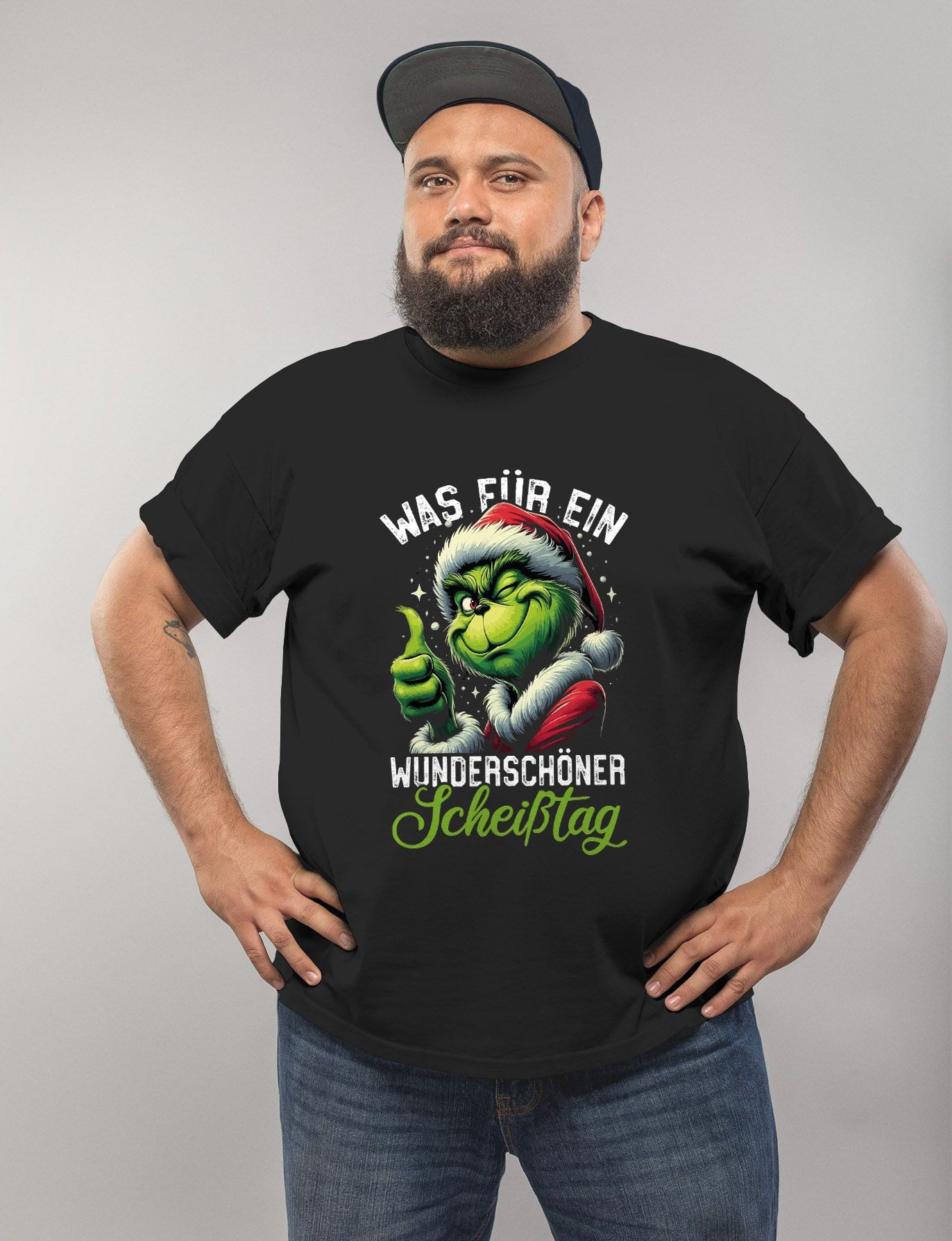 MoonWorks Print-Shirt Herren T-Shirt Weihnachten Grinch Was für ein Scheißt günstig online kaufen