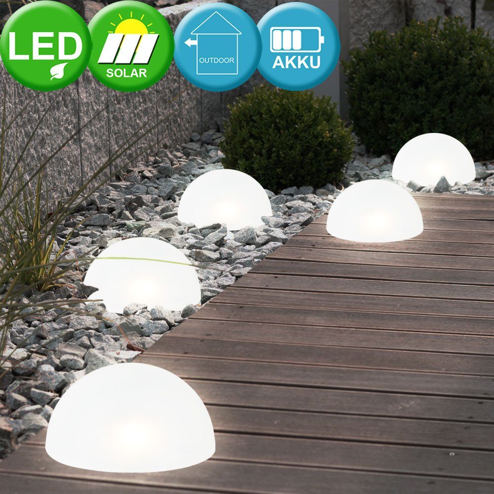 etc-shop verbaut, Warmweiß, LED-Leuchtmittel Weg fest Gartenleuchte, Solar Set 8er Kugel LED LED Garten Leuchten Außen Halb