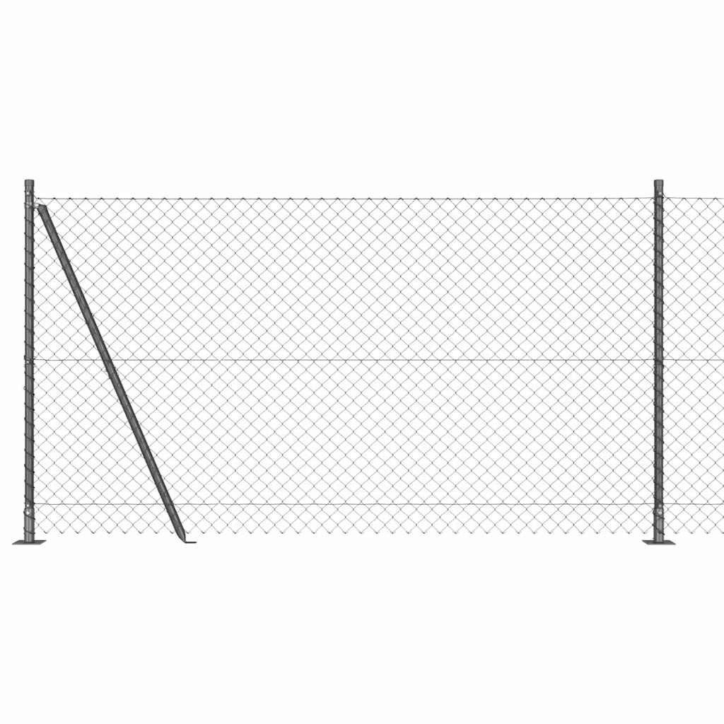 vidaXL Gartenzaun Maschendrahtzaun mit Betonsockel 10 x 1,2 m Grau Netz, (1-St)