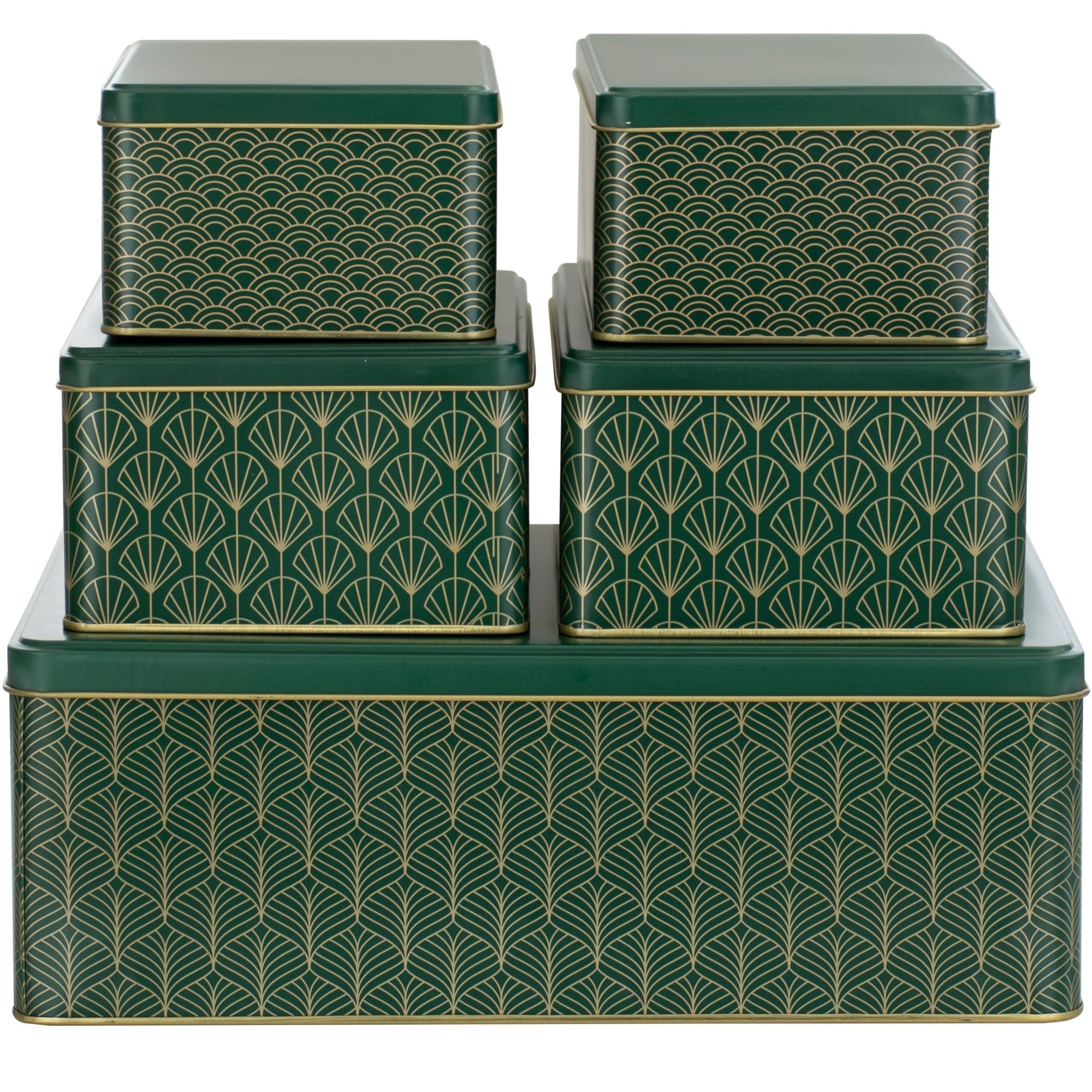 bonsport Keksdose Keksdosen 5er-Set, eckig, Metall, Pattern