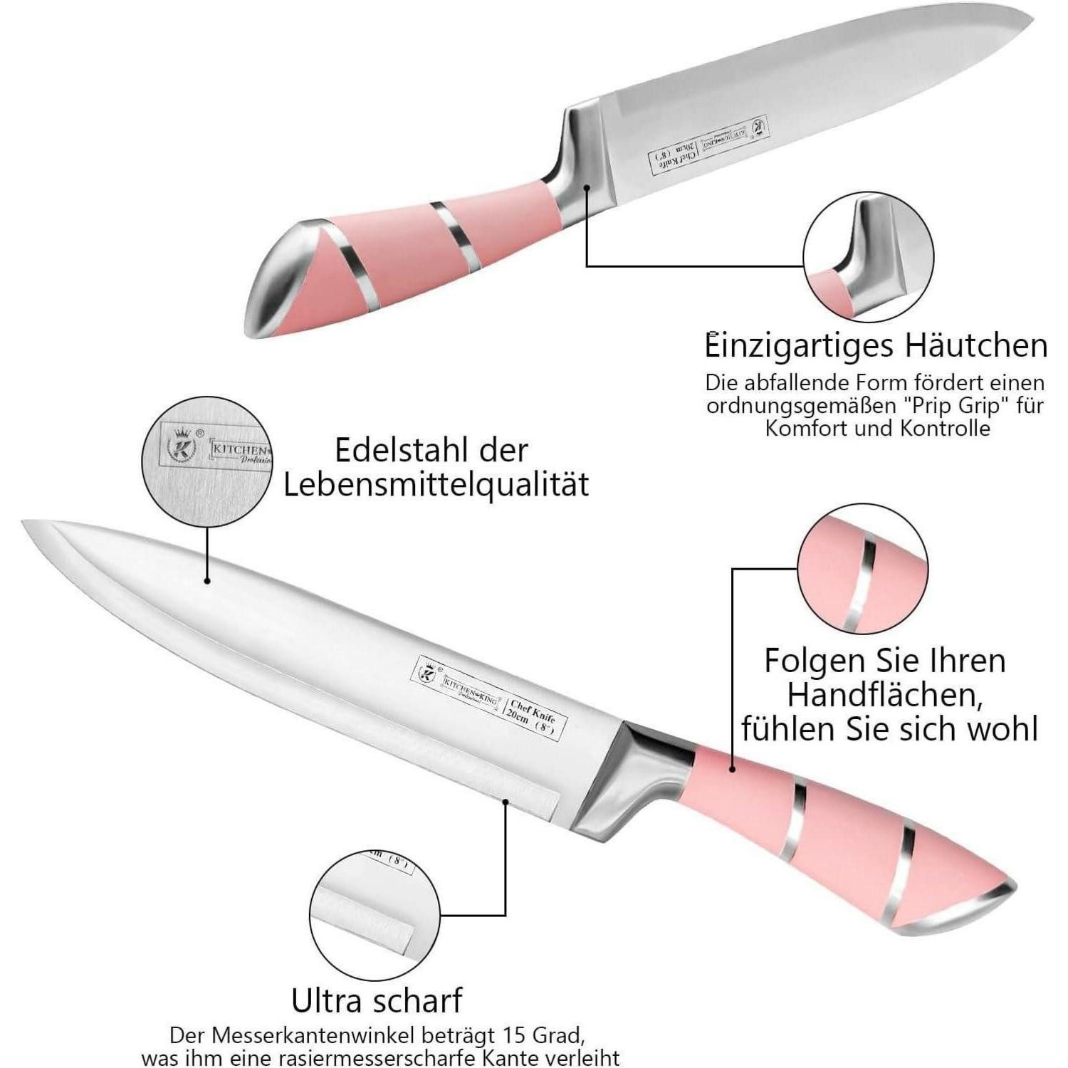 LuxusKollektion Messer-Set Messerset 9-tlg Rosa mit Drehblock – Bild 5 von 5