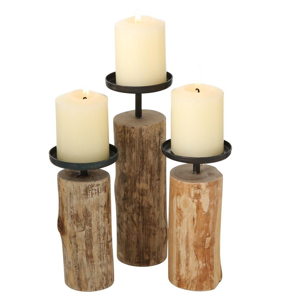 BOLTZE GRUPPE GmbH Kerzenständer »Kerzenständer aus indischem Eukalyptus  Holz 3erSet«