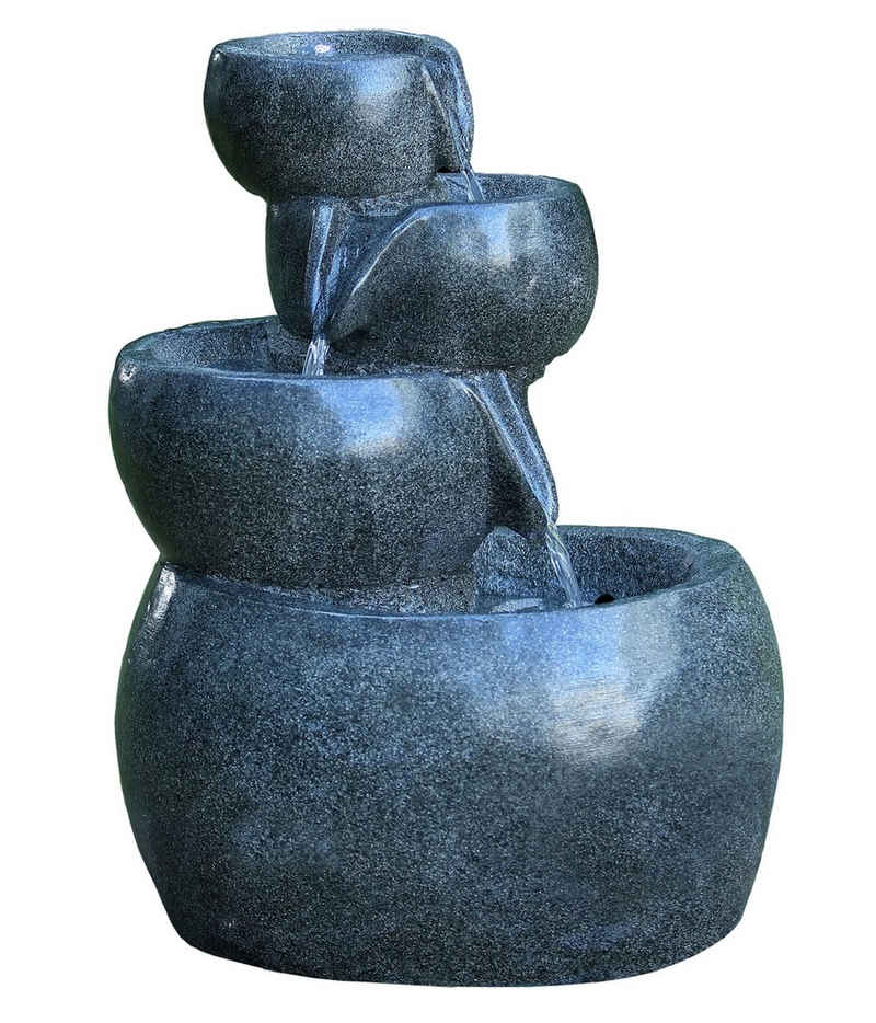 Dehner Gartenbrunnen Bowl mit LED, 66 x 49 x 42 cm, Polyresin, 49 cm Breite, beeindruckendes Wasserspiel aus Kunststein mit Pumpe, Trafo und 2 LEDs