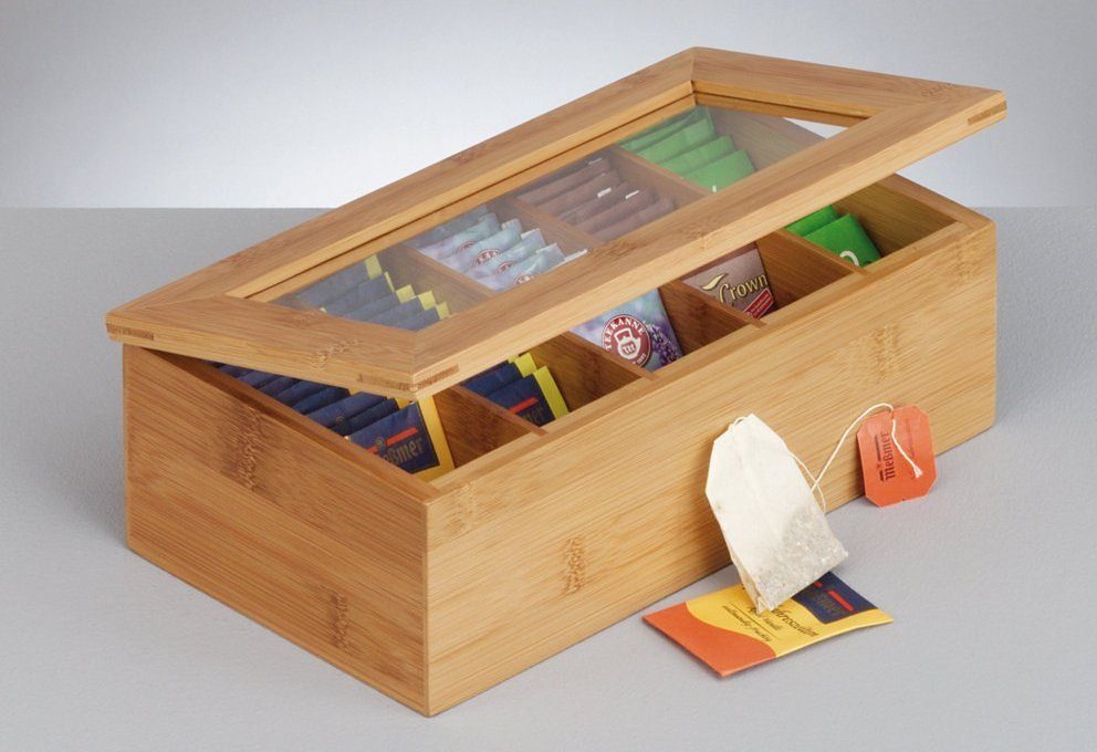 Zeller Present Teebox, Bambus, (einzeln, 0-tlg., einzeln), Sichtscheibe aus  Acryl