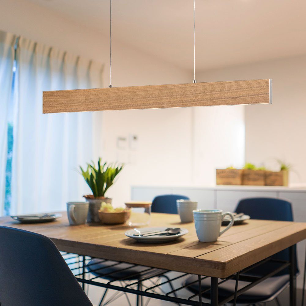 EGLO Hängeleuchte, LED Hänge Leuchte Balken Nuss Holz Balken Wohn