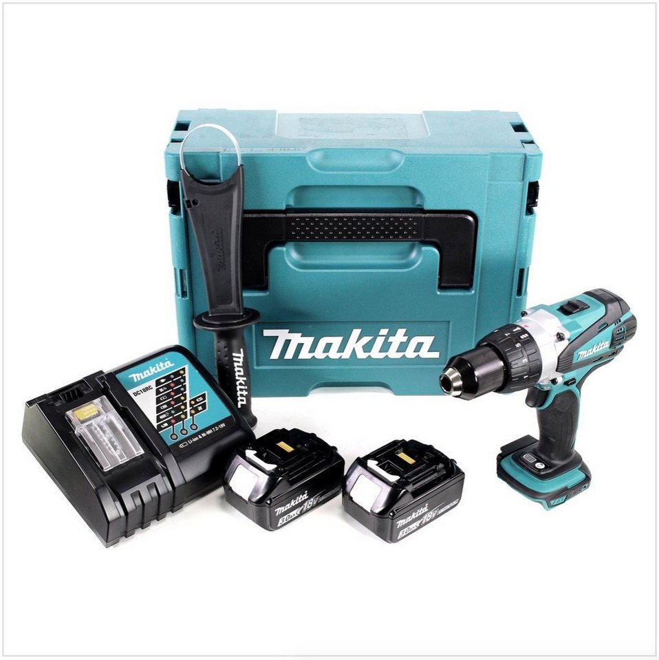 Thumbnail - Makita Säulenbohrmaschine DDF 458 RFJ 18V Akku Bohrschrauber 91 Nm im Makpac mit 2x 3,0 Ah Akku