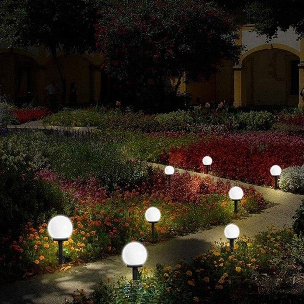 mit Erdspieß, Garten integriert, 8 Außen LED Gartenstrahler iscooter Kugel LED Tageslichtweiß, Solarlampe Solarleuchte für Stücke Gartenleuchte, fest Kugelerdspiess, LED LED