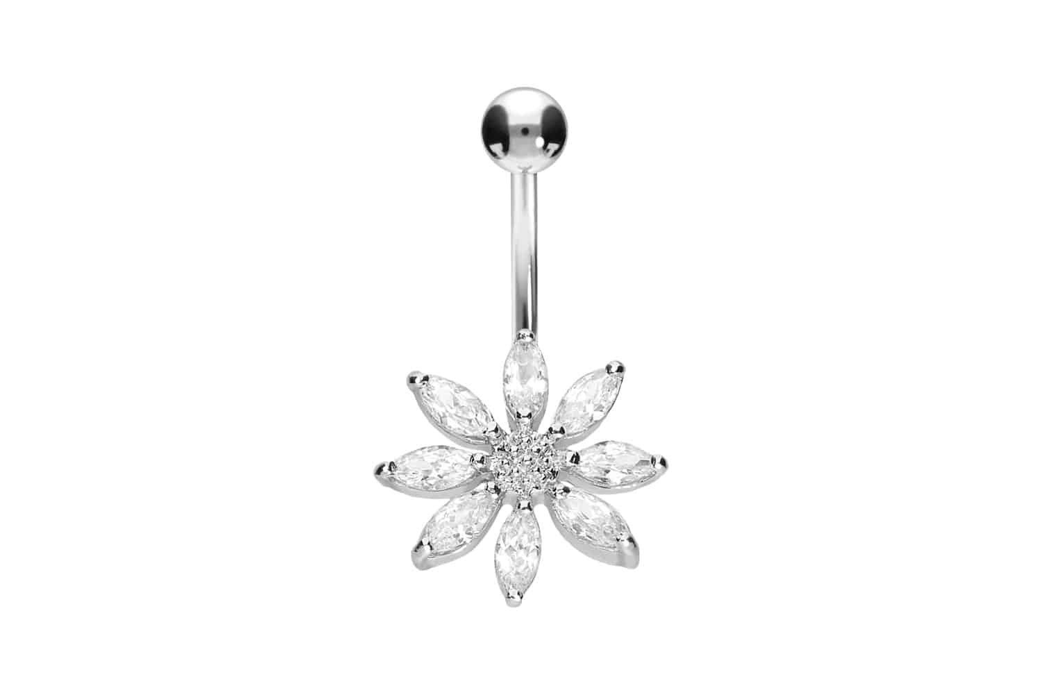 Bauchnabelpiercing Chirurgenstahl Bananabell KRISTALLBLUME