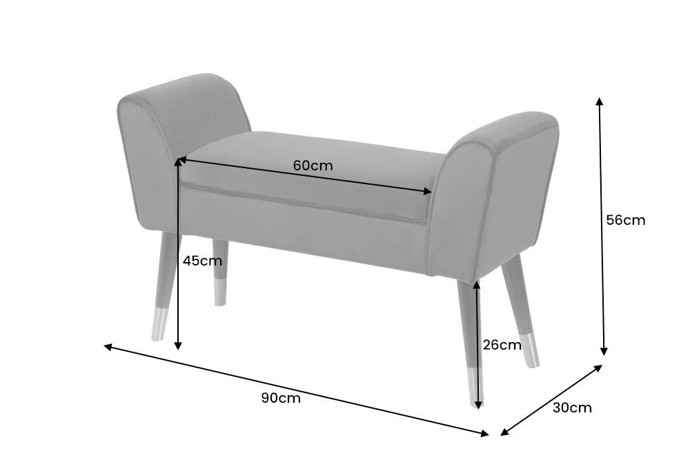 grün Sitzbank 90cm Elegante Sitzbank Samt LebensWohnArt CAROLIN