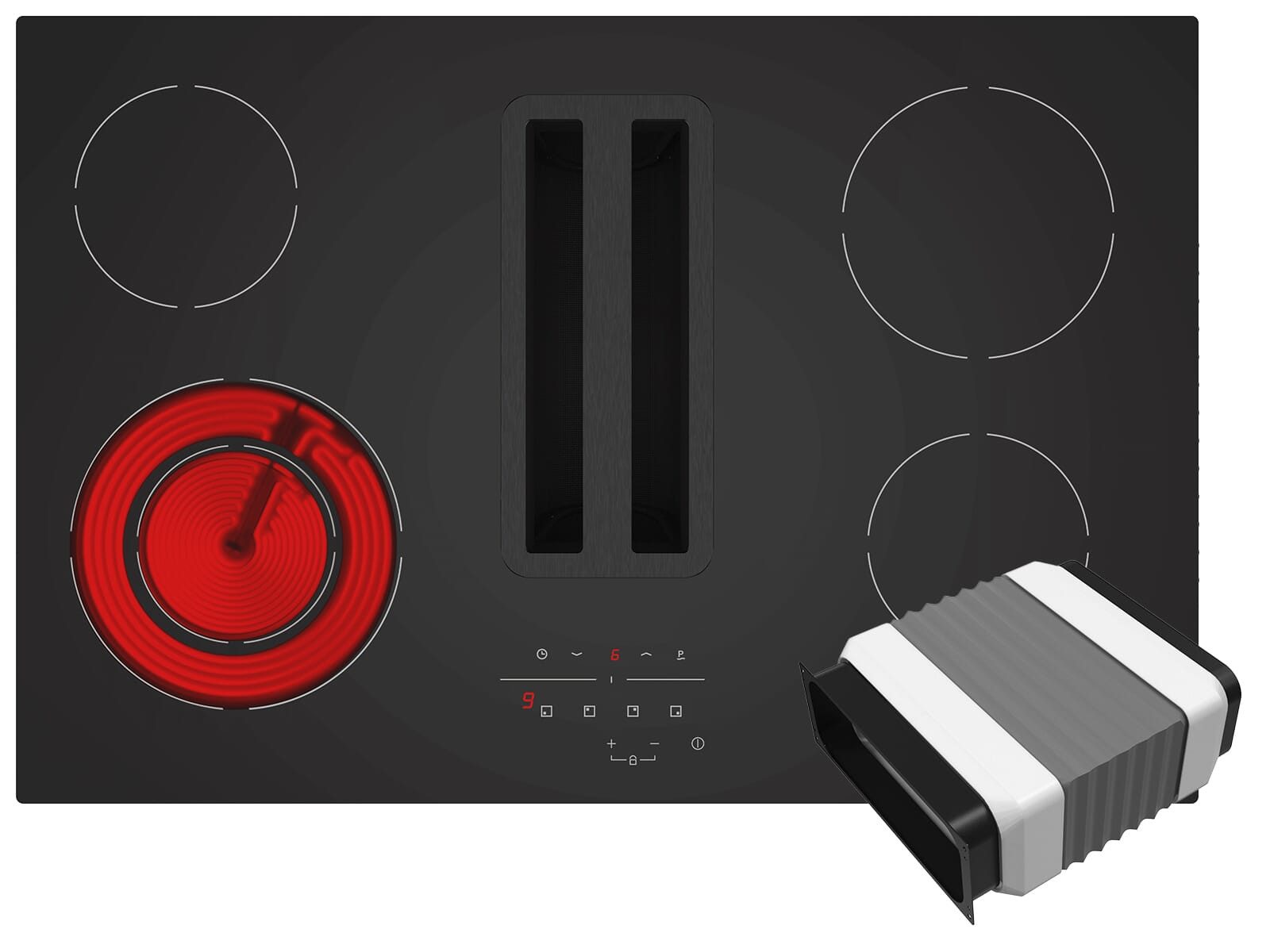 Silverline Kochfeld mit Dunstabzug FLPHK820ES, TouchControl-Bedienung