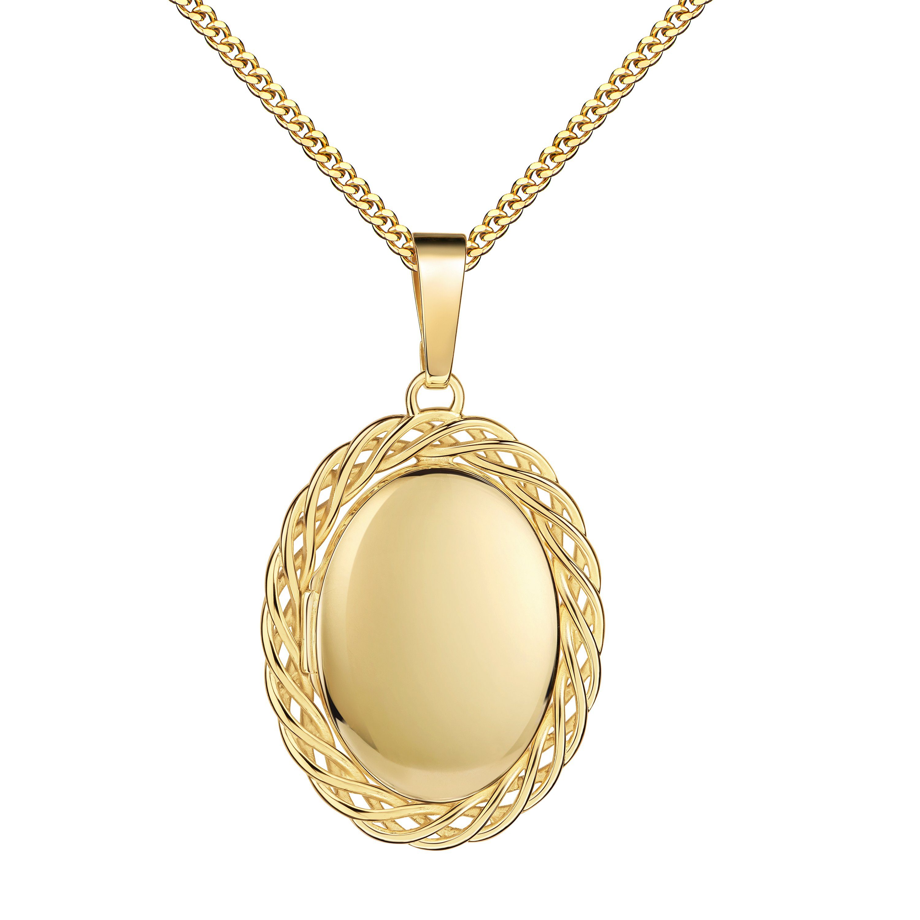 Kette mit Anhänger Medaillon Gold 585 Amulett Anhänger zum Öffnen für 2 Bilder